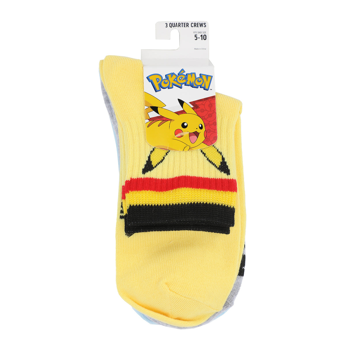 Pokemon Pikachu Women's 3-Pair Athletic Quarter Ankle  Crew Socks