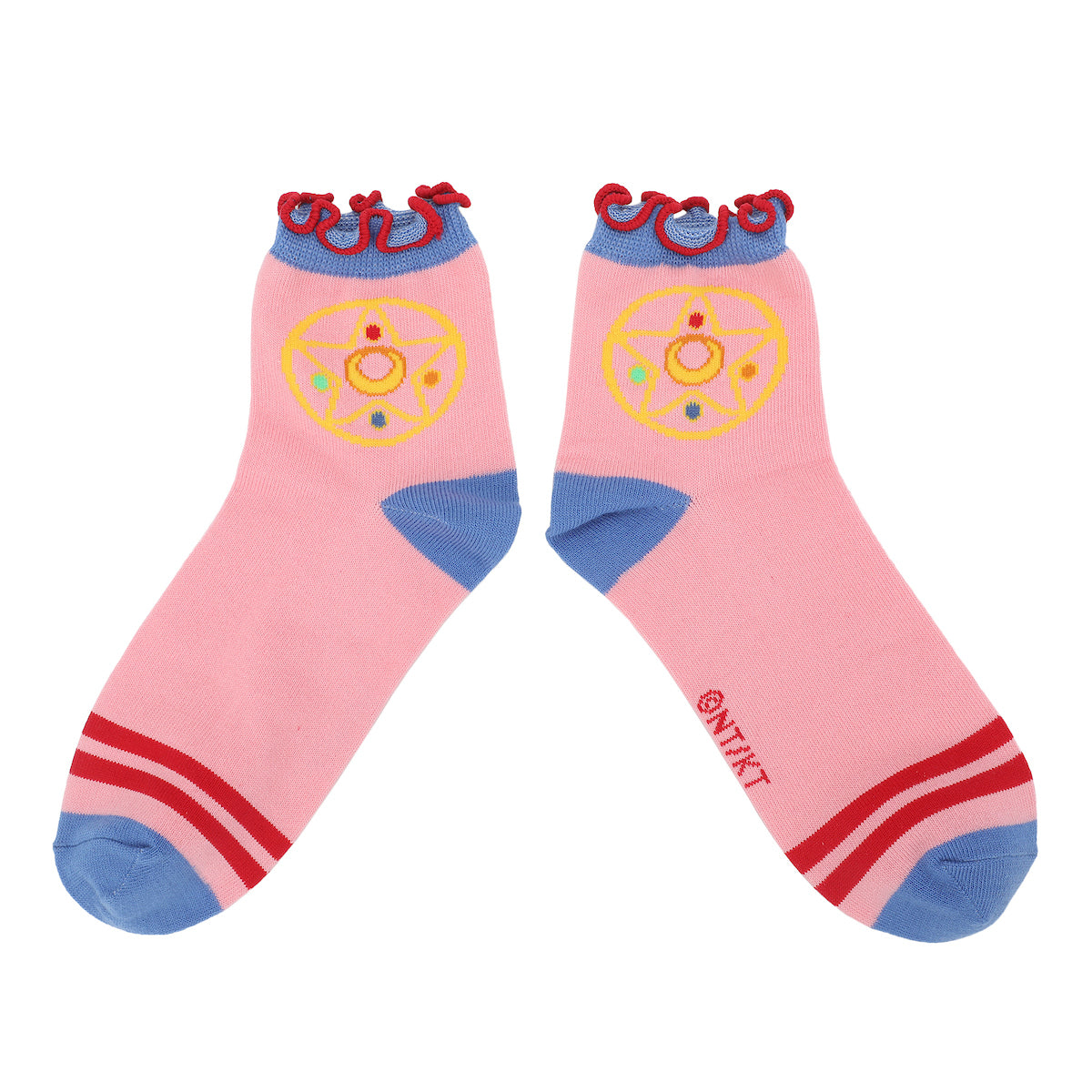 Sailor Moon Cosmic Symbols & Cats Women's 3-Pair Lettuce Edge Casual Quarter Crew Socks
