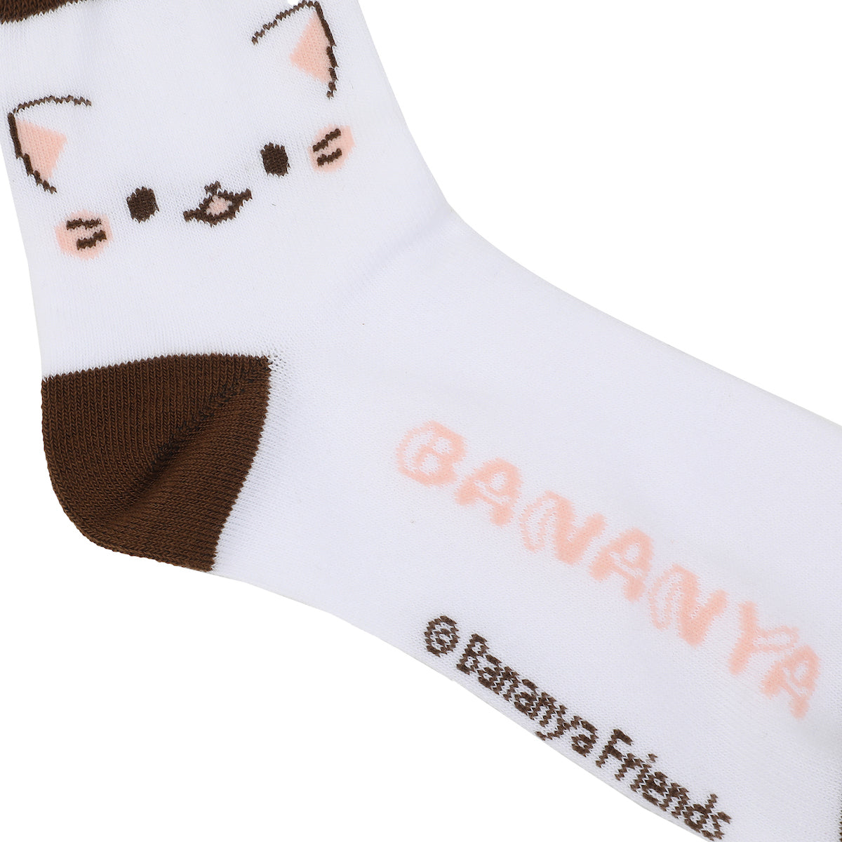 Bananya Character Art Women's 3-Pair Casual Quarter Crew Socks
