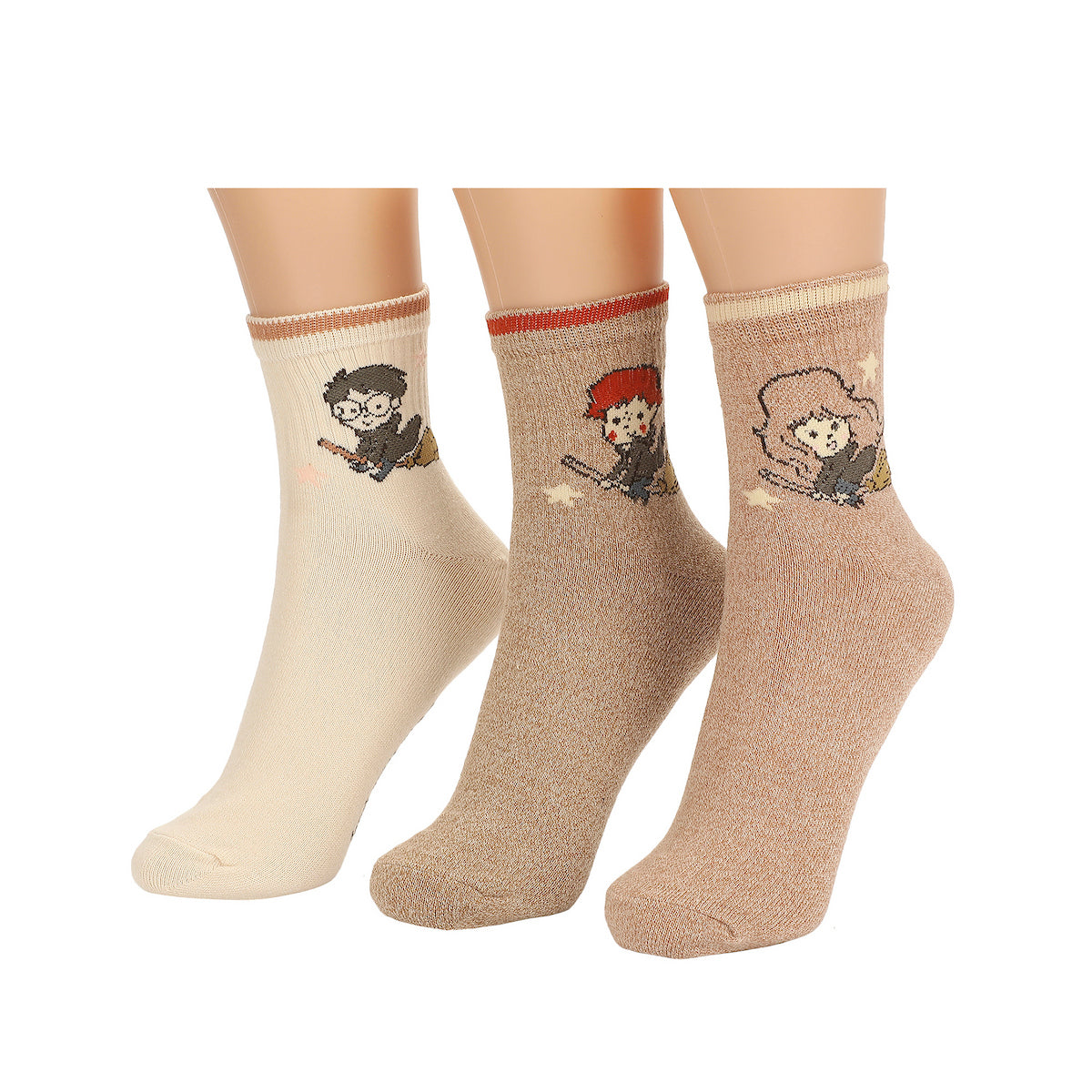Harry Potter Hedwig, Ron and Hermone Womens Casual Quarter Crew 3 Pack