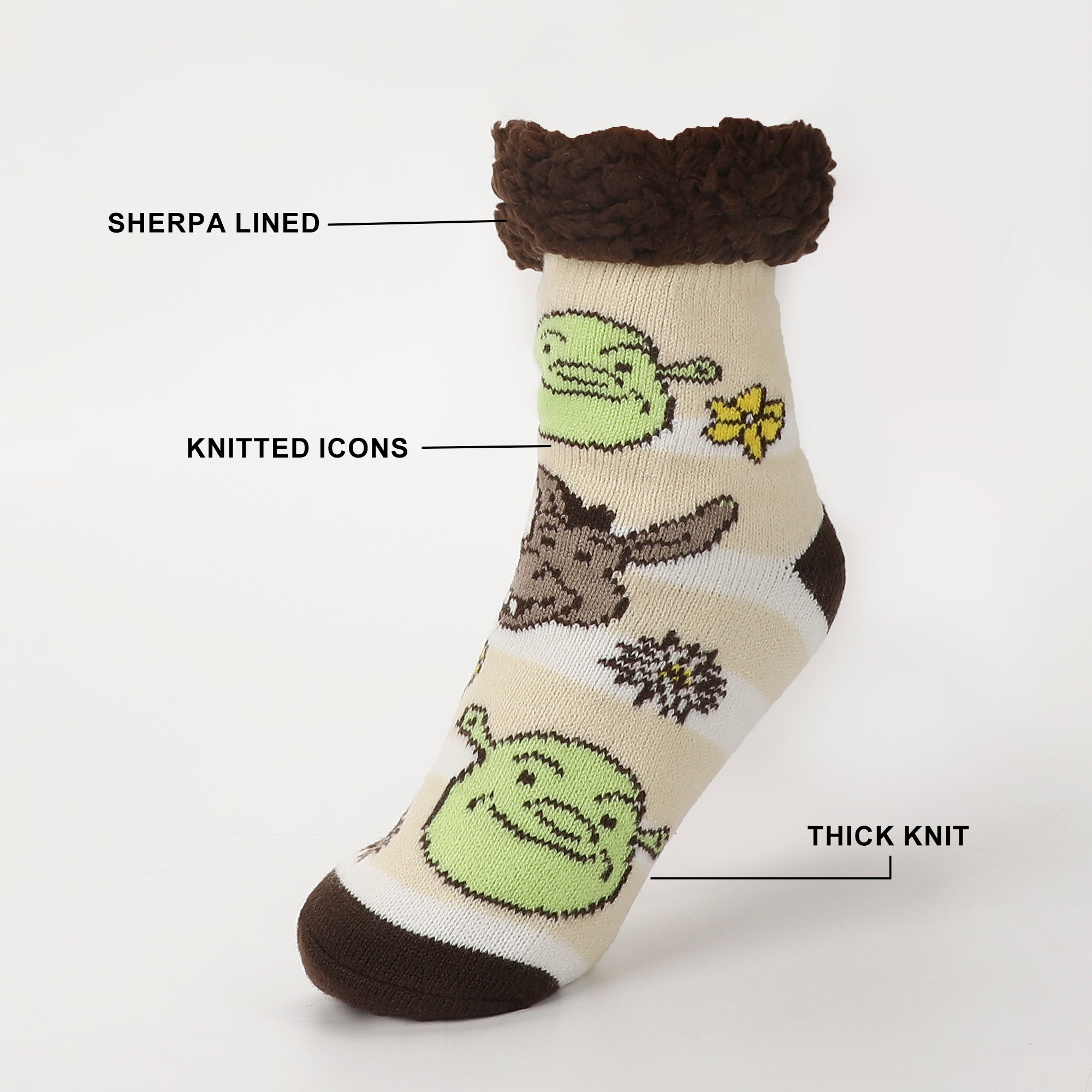 Shrek Womens Shrek & Donkey With Flowers Women's Quarter Cozy Socks