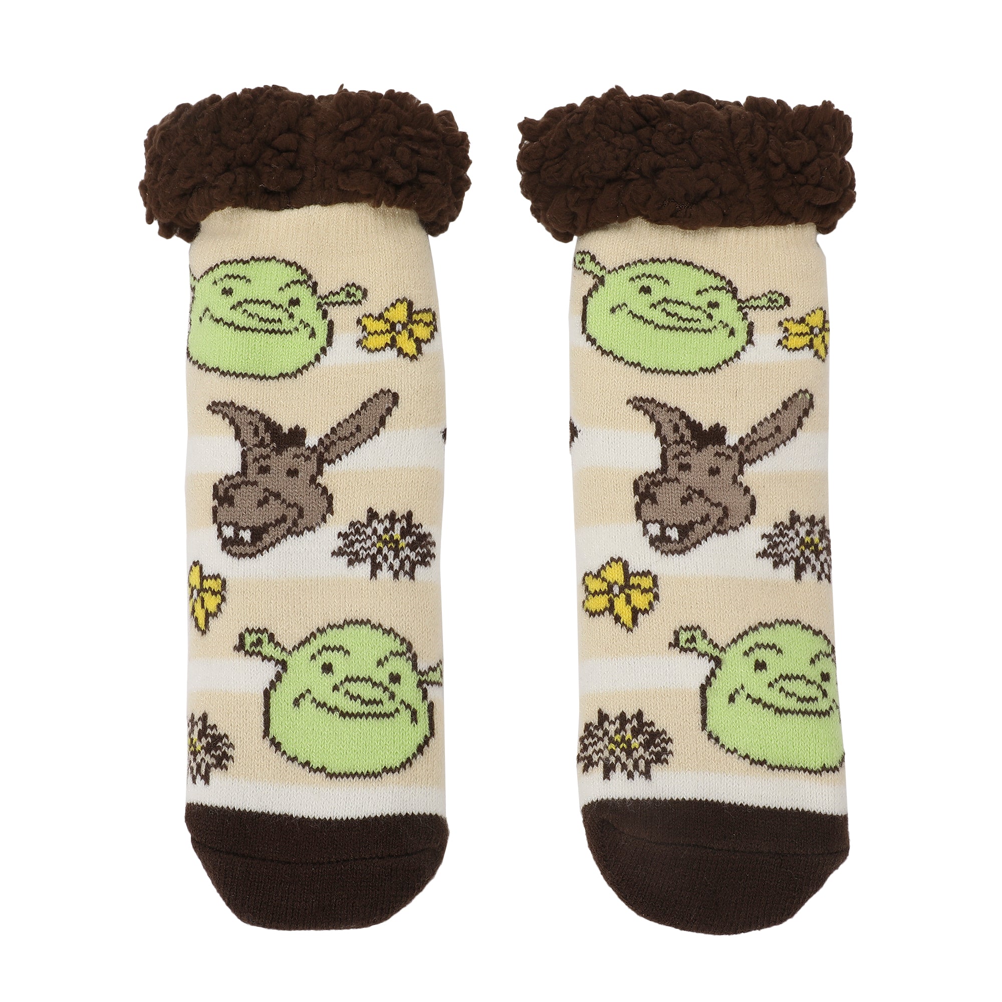 Shrek Womens Shrek & Donkey With Flowers Women's Quarter Cozy Socks