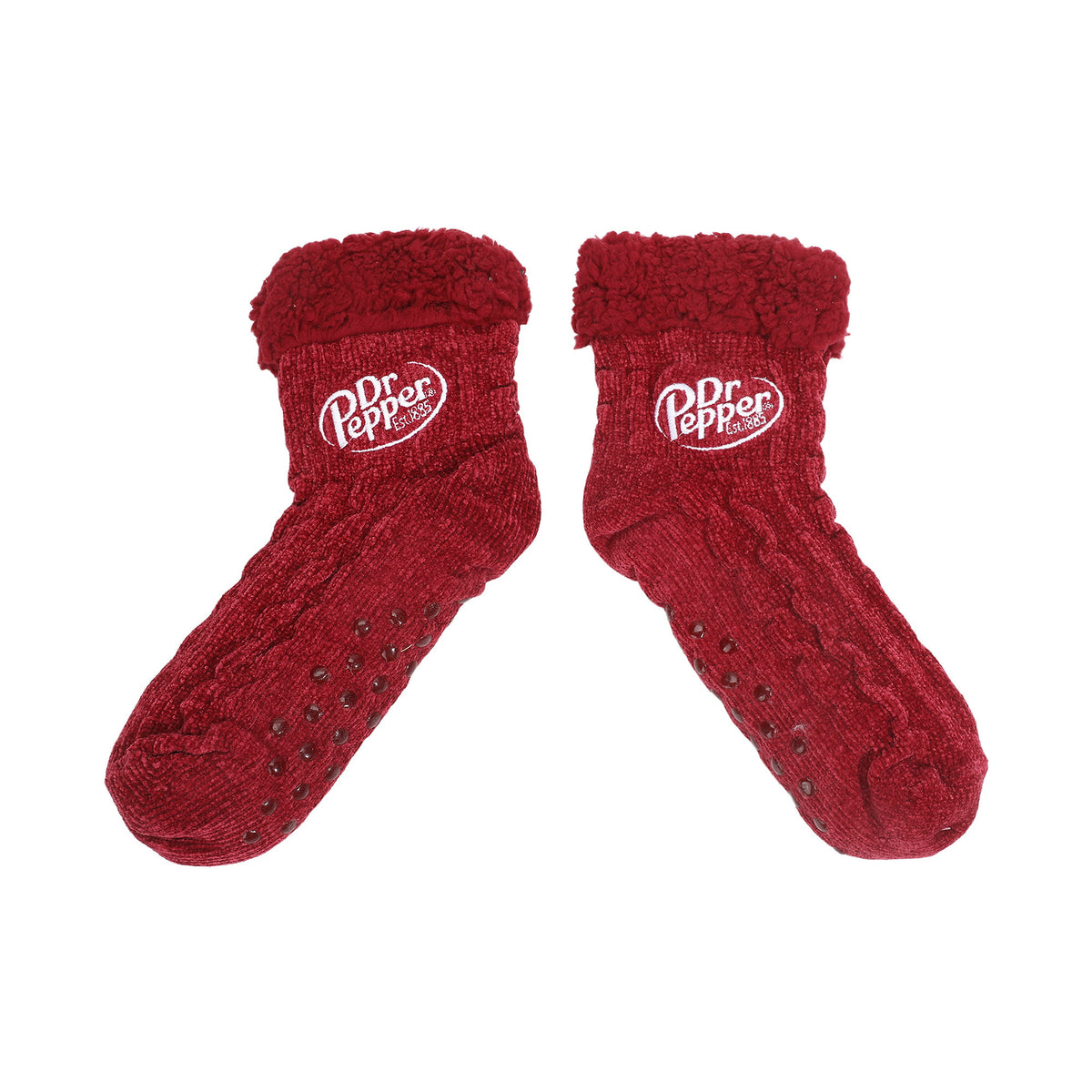 Dr Pepper Embroidered Logo Maroon Cable Knit Quarter Crew Sock