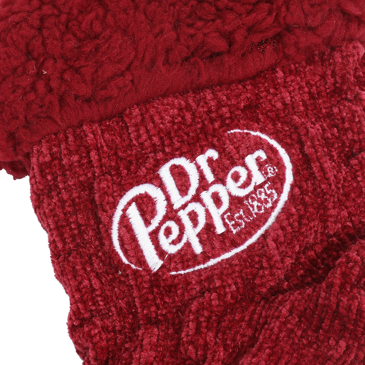 Dr Pepper Embroidered Logo Maroon Cable Knit Quarter Crew Sock