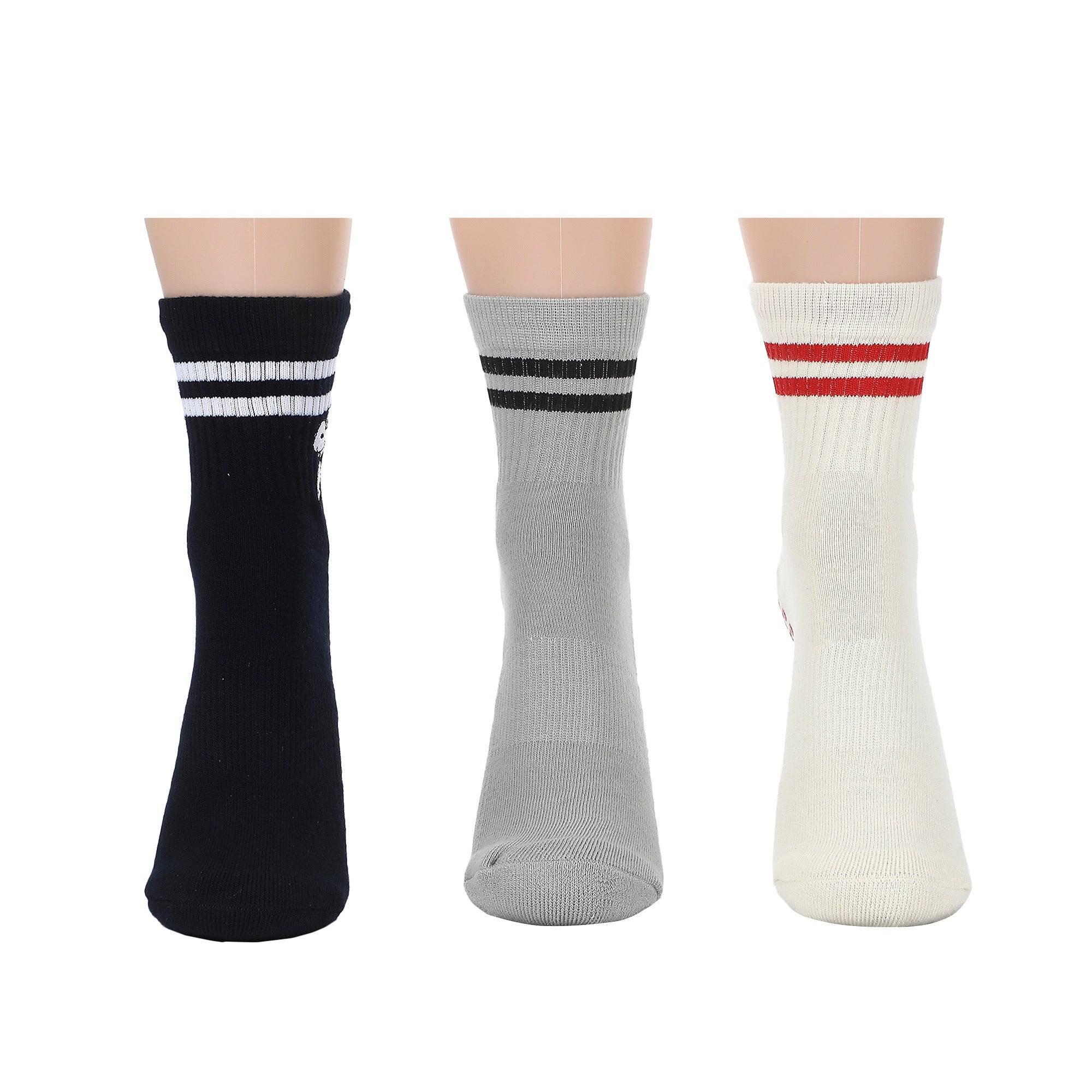 Peanuts Snoopy Women’s 3-Pair Pack Plate Grip Quarter Crew Socks