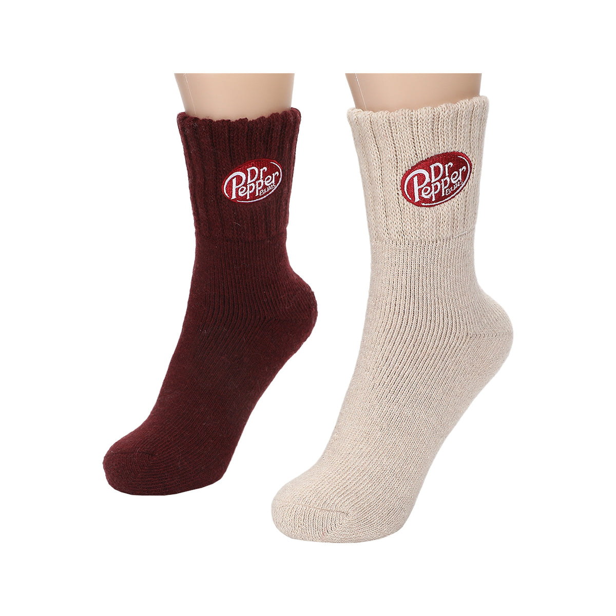 Dr Pepper Embroidered Logo Quarter Crew Socks For Women