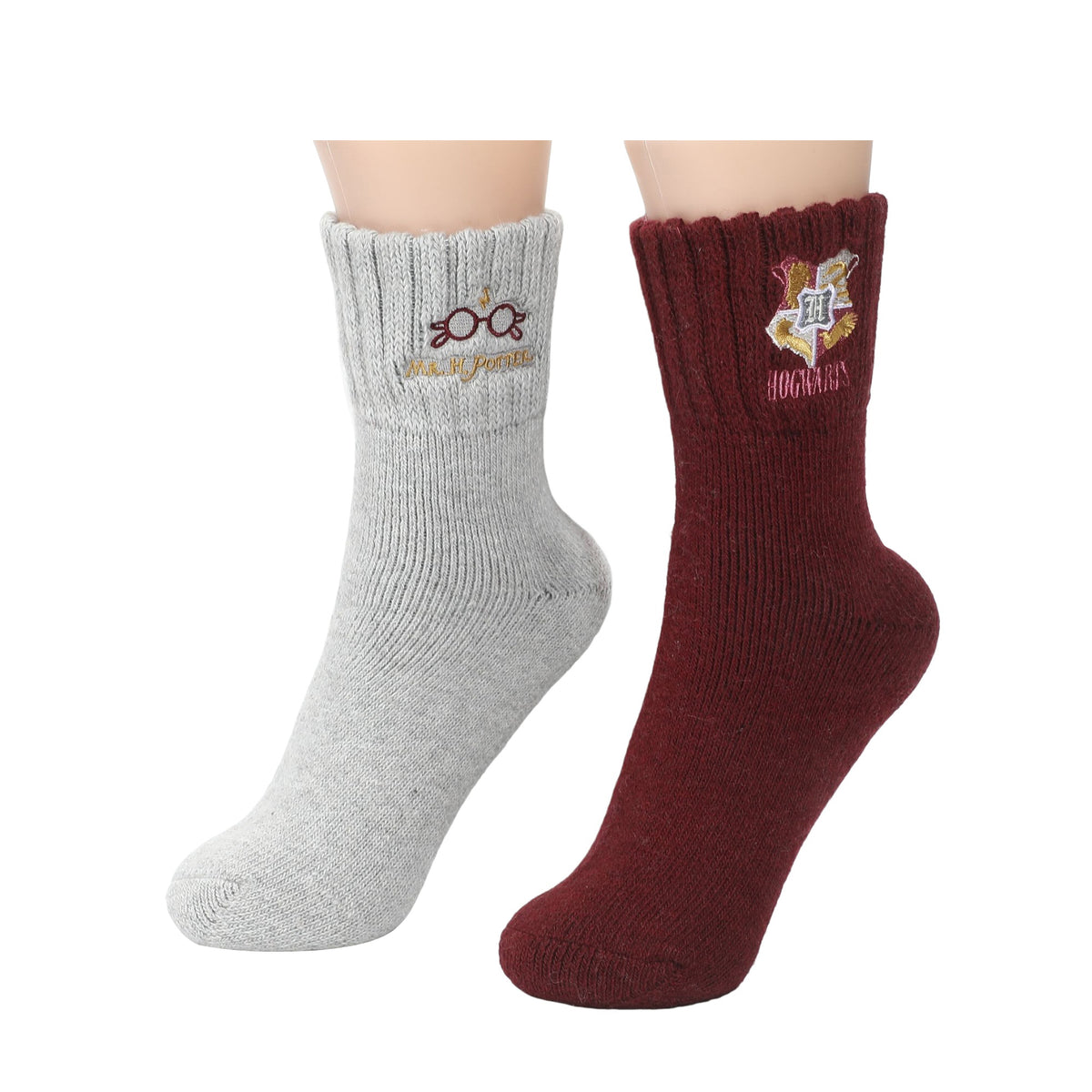 Harry Potter Hogwarts Icons Women's Novelty Half Crew Boot Socks (Pack of 2)