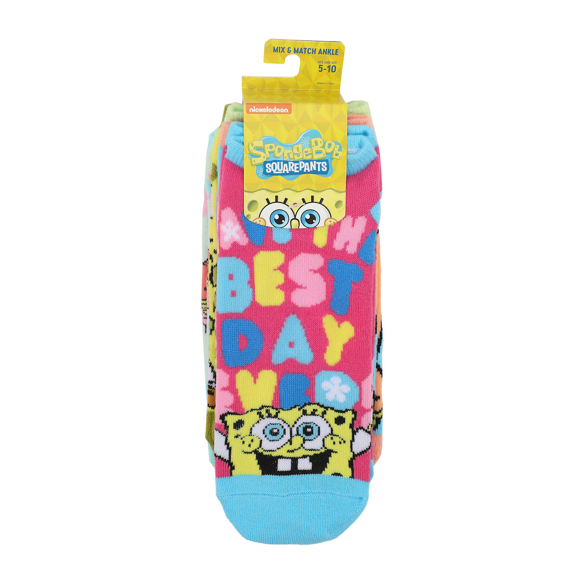 Spongebob Squarepants Character Art Women's 5-Pair Ankle Socks