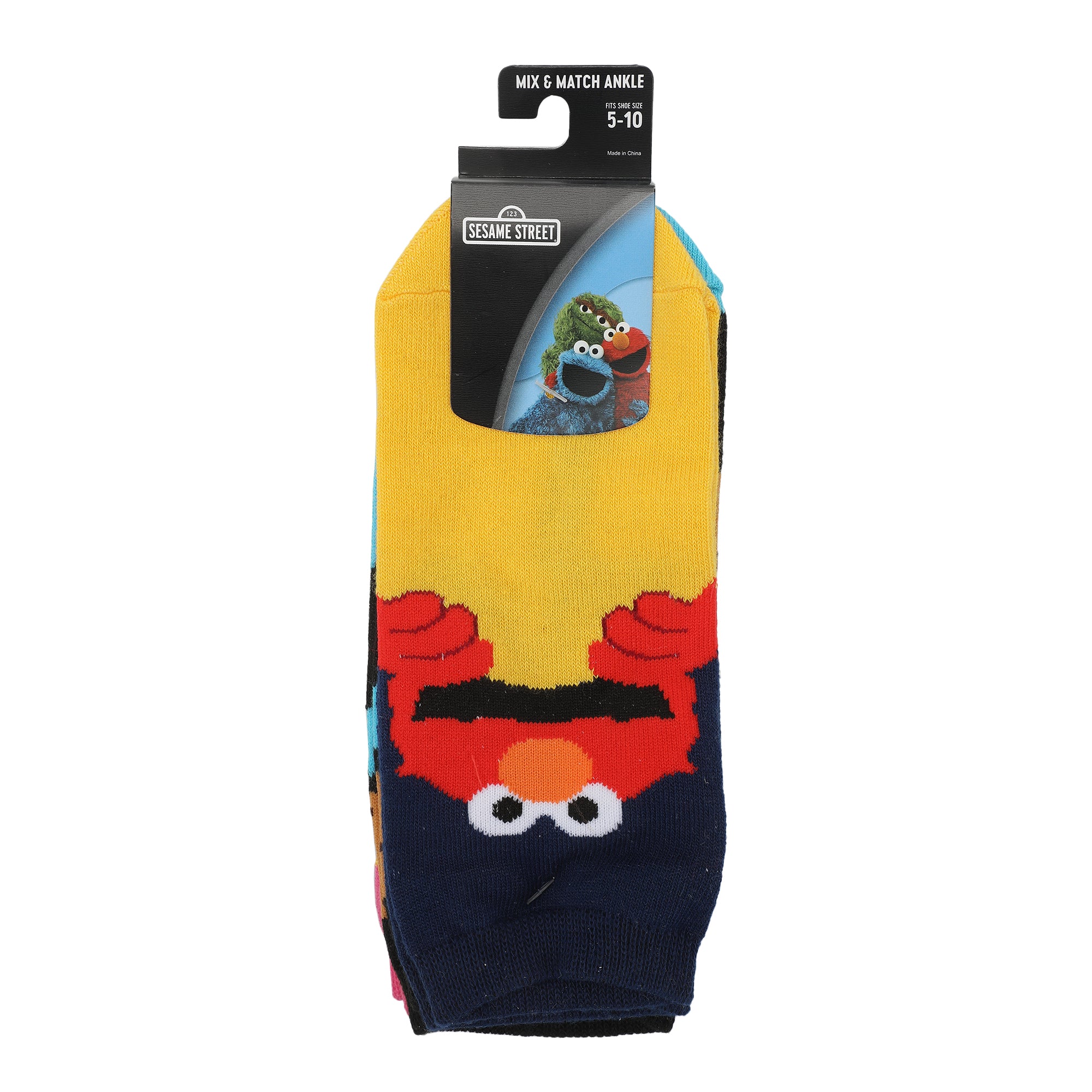 Sesame Street Character Art Women's 5-Pair Ankle Socks