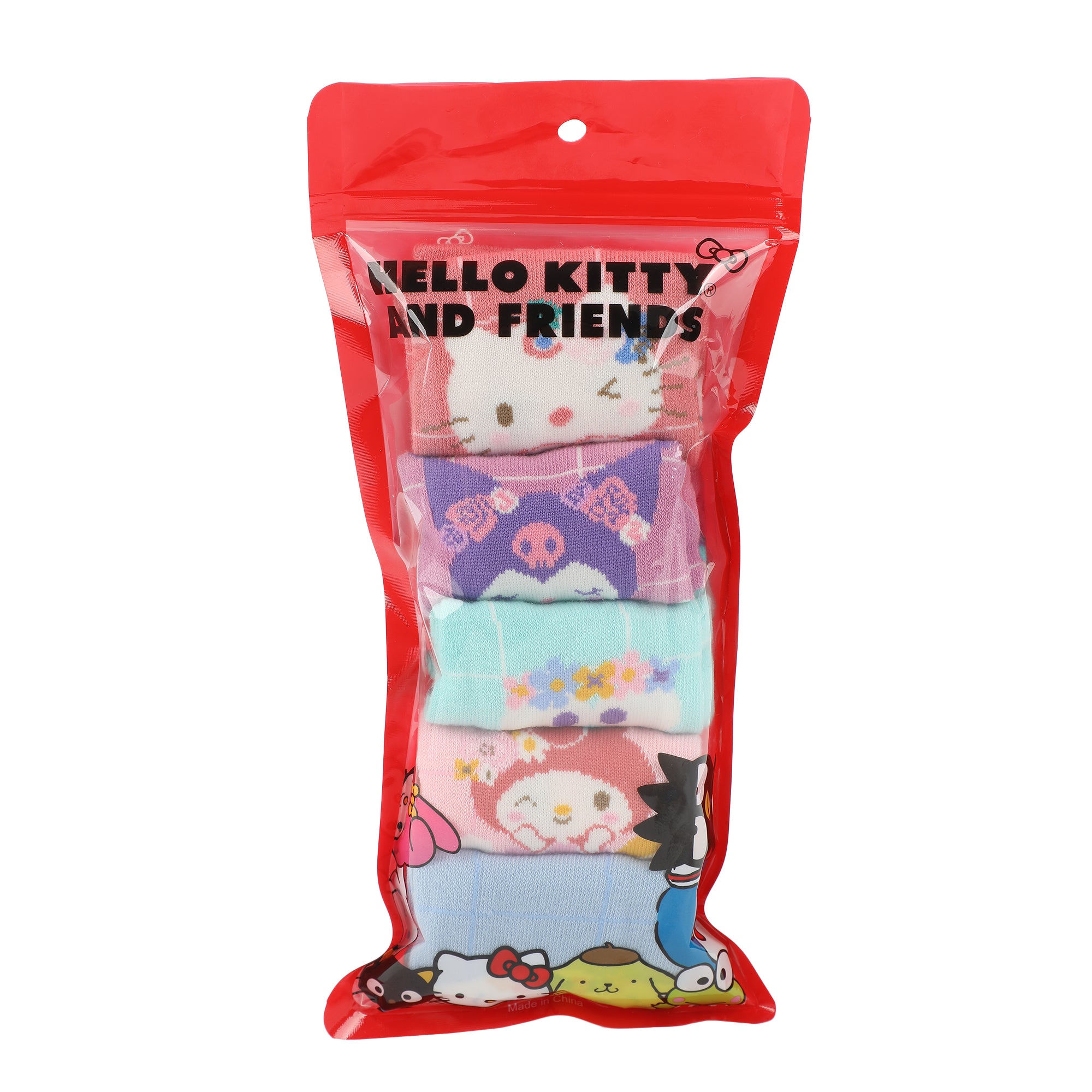 Hello Kitty & Friends Floral Character Art 5-Pair Women's Ankle Socks