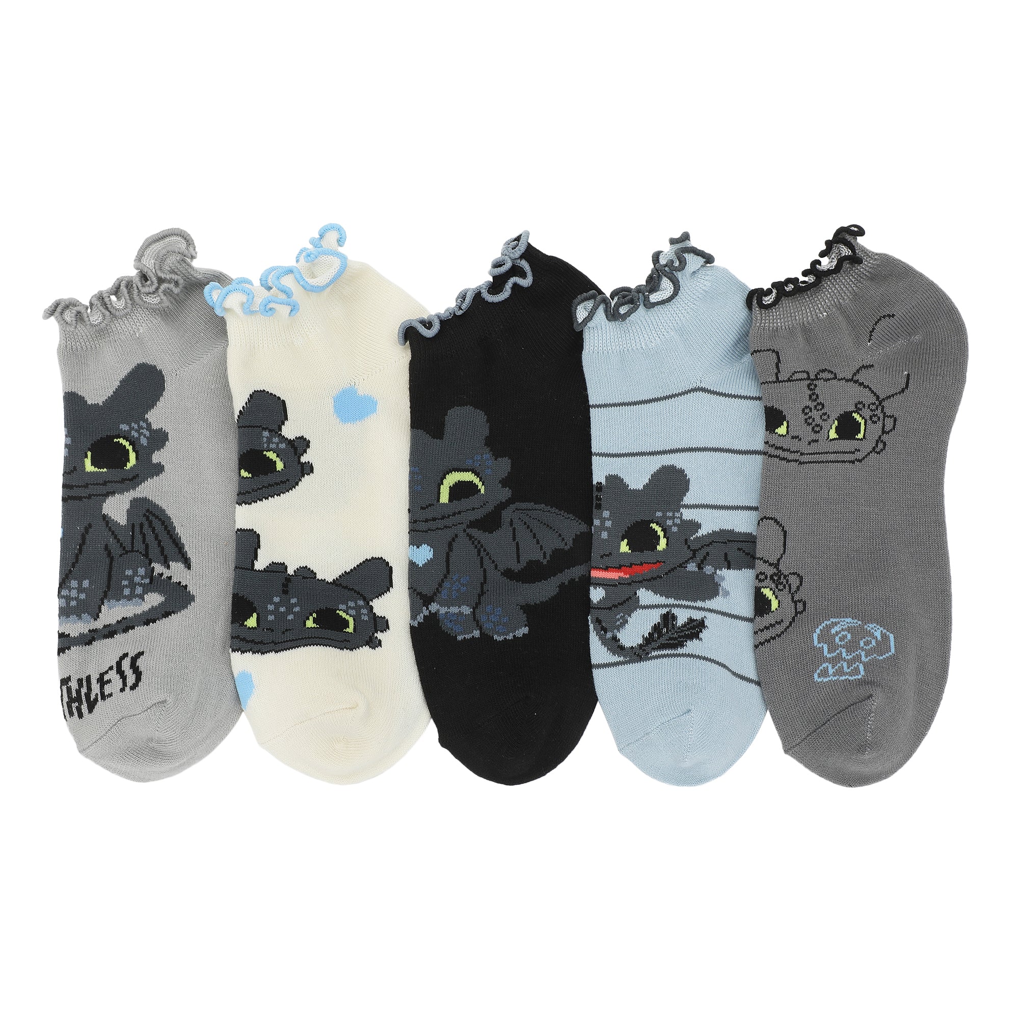 How To Train Your Dragon Toothless Character Art Women's 5-Pair Ankle Socks