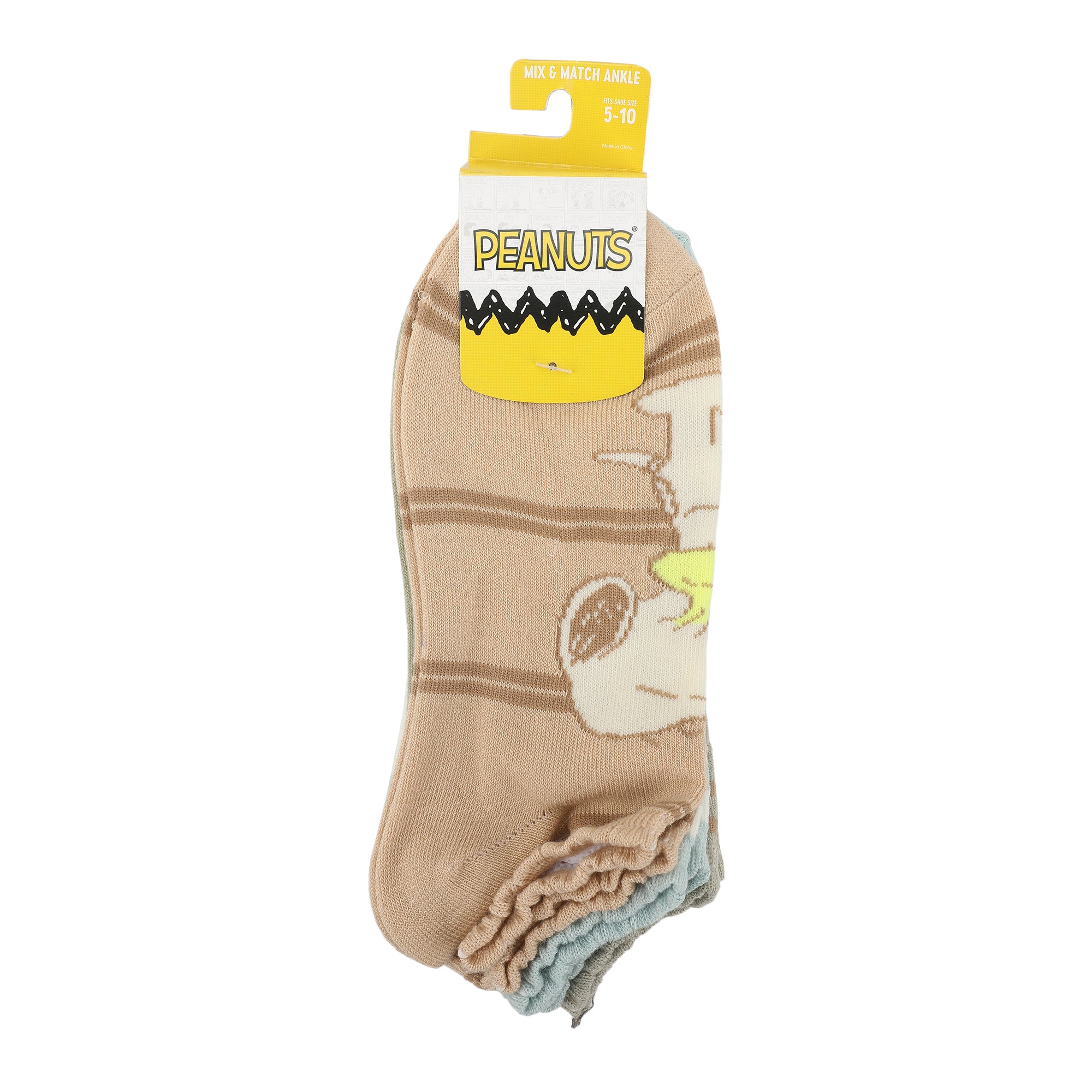 Peanuts Snoopy Character Art Women's 5-Pair Pack Ankle Socks