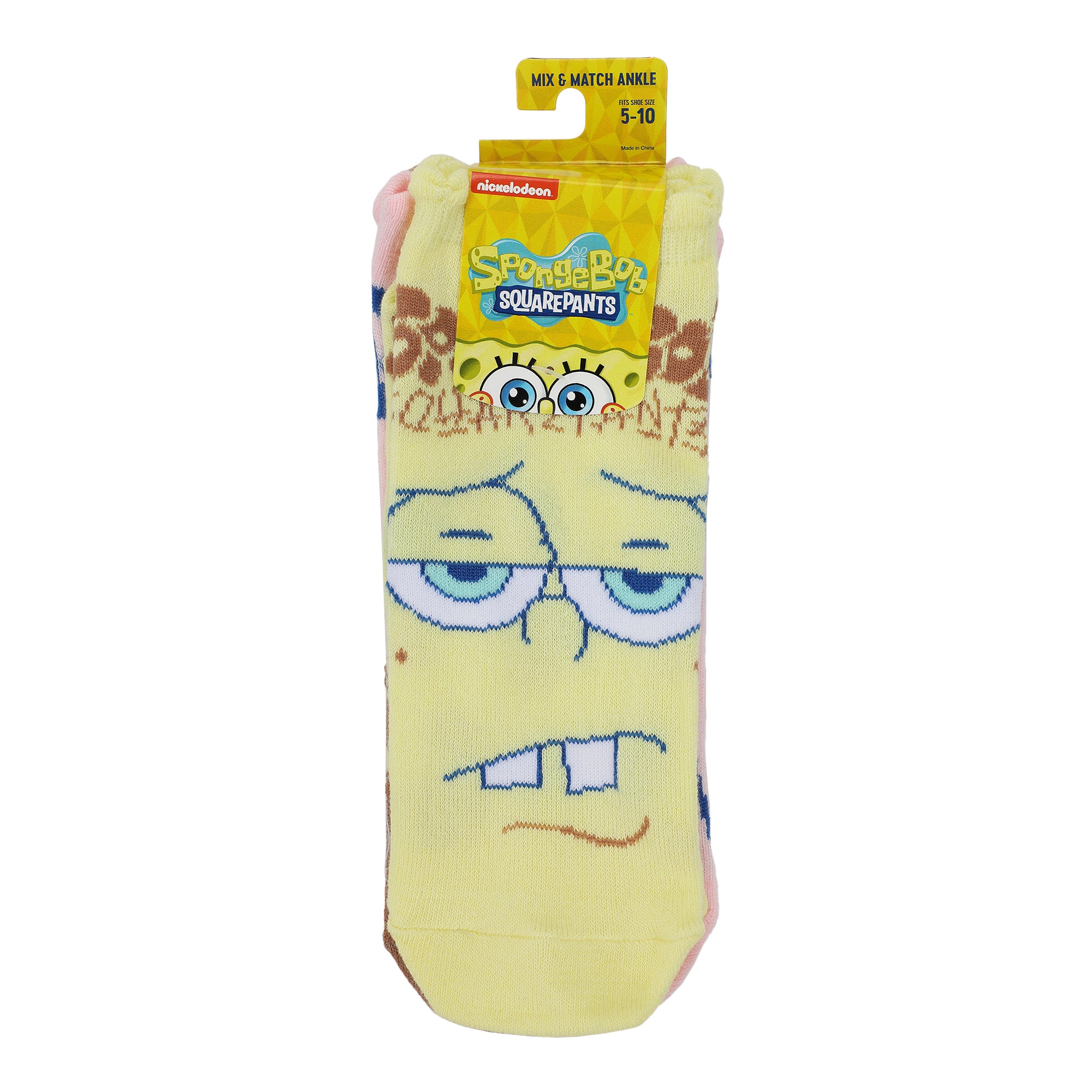 Spongebob Squarepants Character Art Women's 5-Pair Ankle Socks