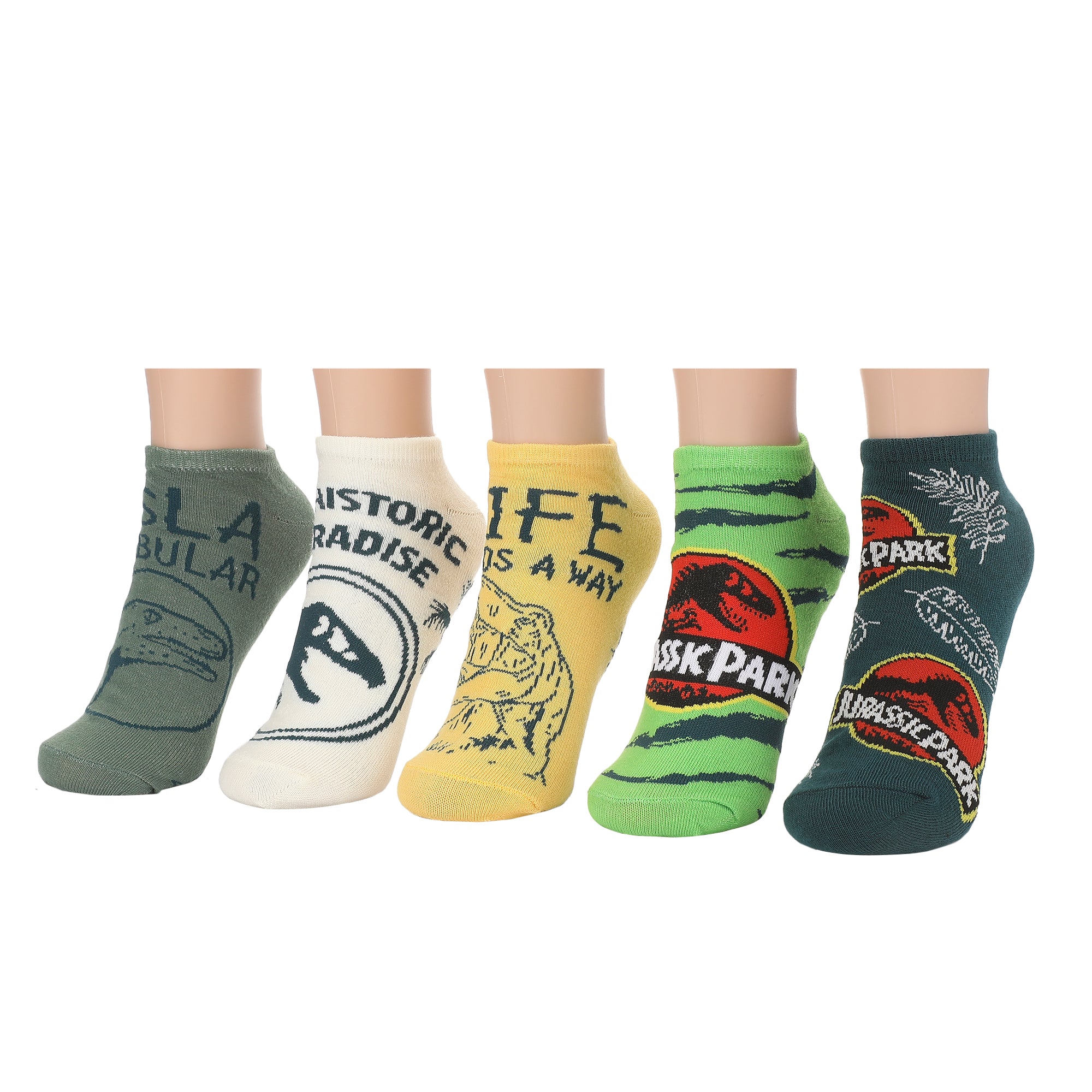 Jurassic Park AOP Text Womens Ankle Socks 5 Pack