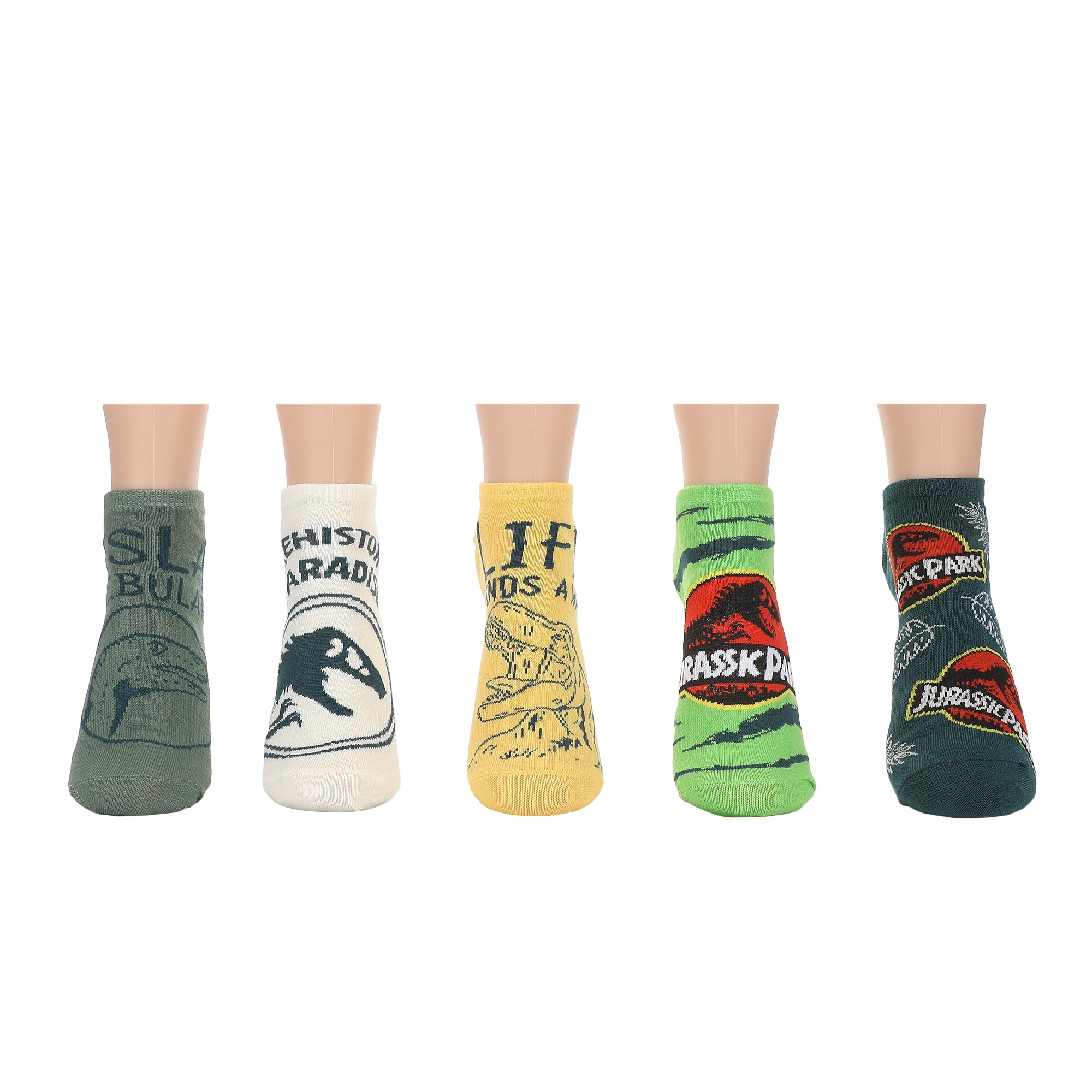 Jurassic Park AOP Text Womens Ankle Socks 5 Pack