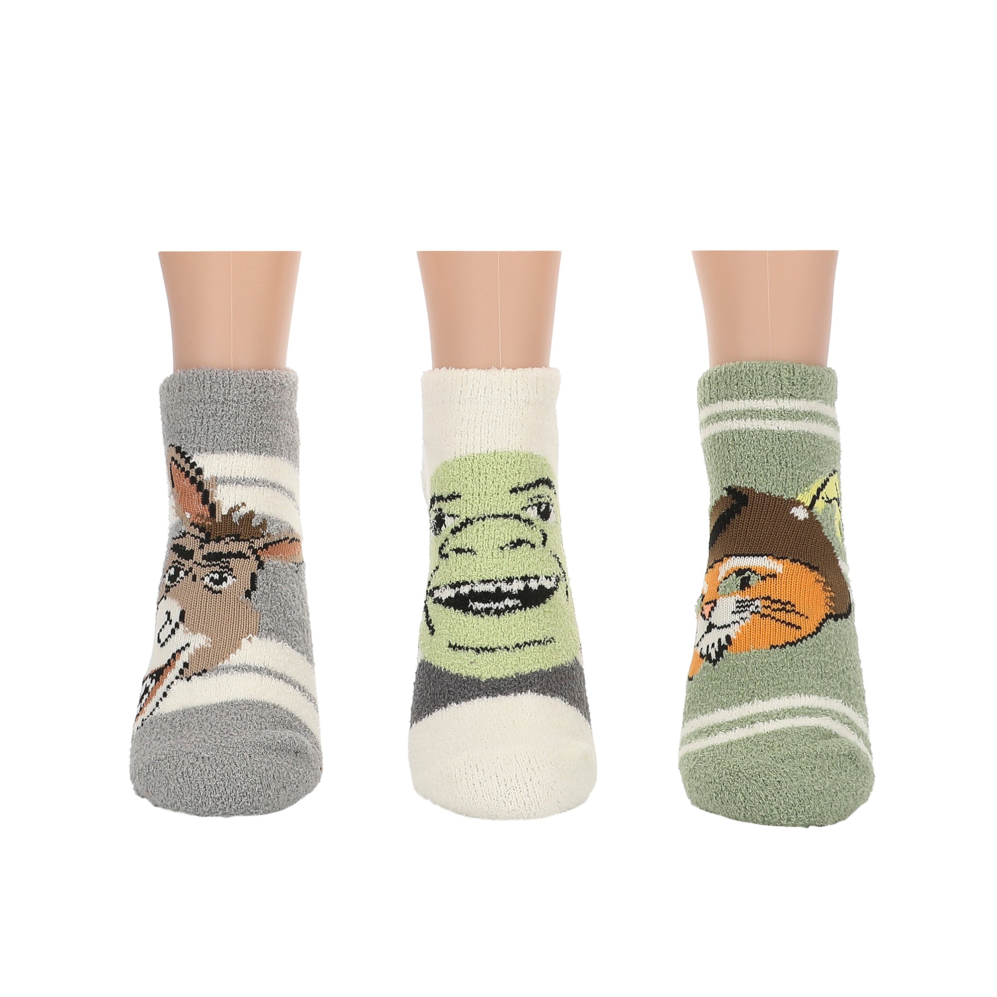 Shrek Boots, Shrek and Donkey Womens Cozy Ankle Socks 3 Pack