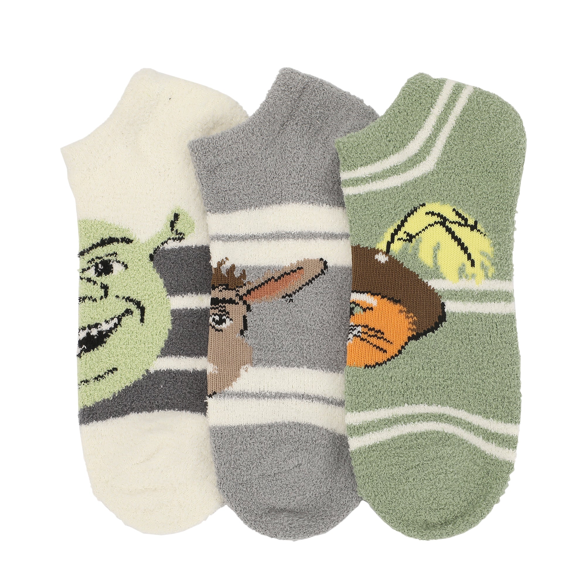 Shrek Boots, Shrek and Donkey Womens Cozy Ankle Socks 3 Pack