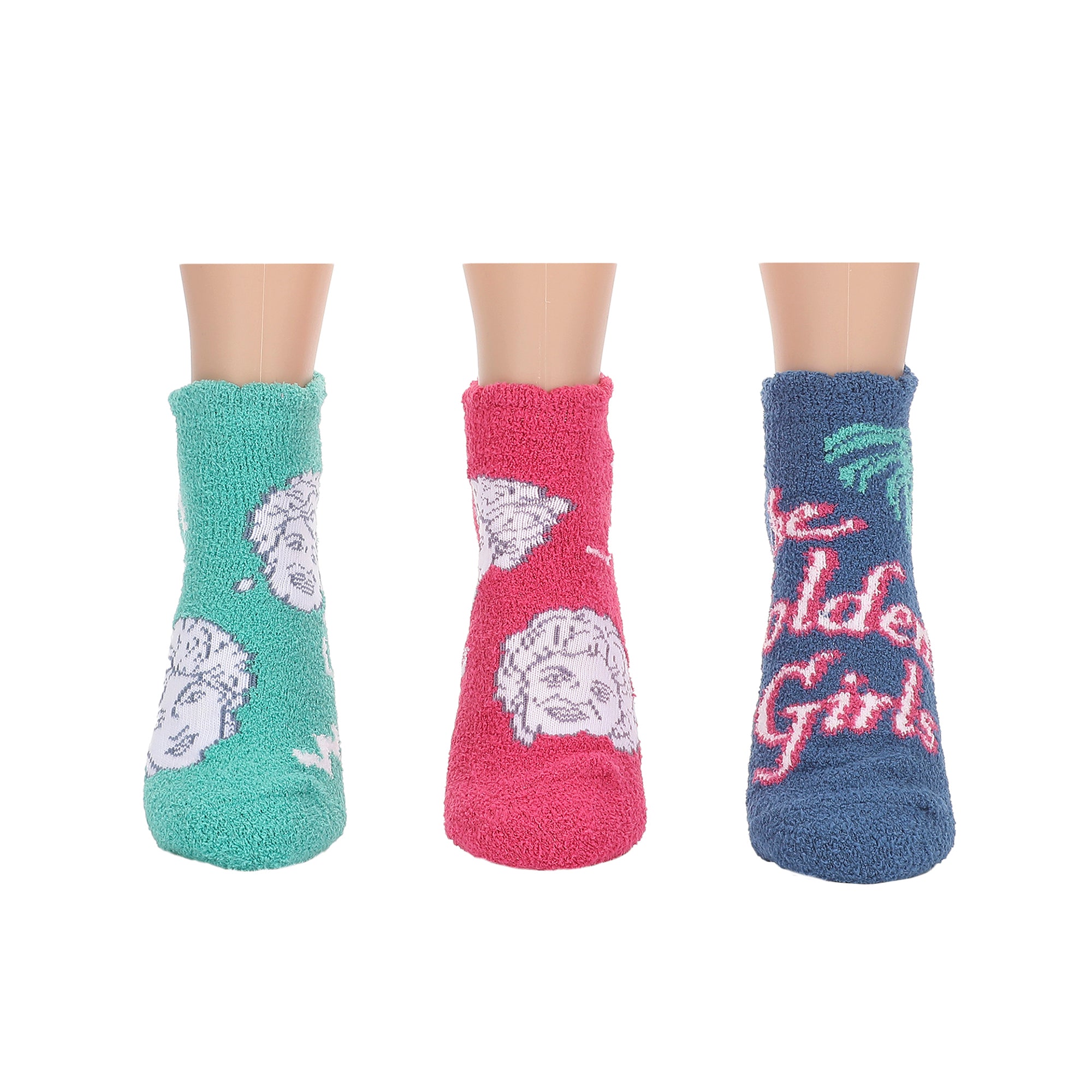 Golden Girls Chenille and Scallops Womens Cozy Ankle Socks 3 Packs
