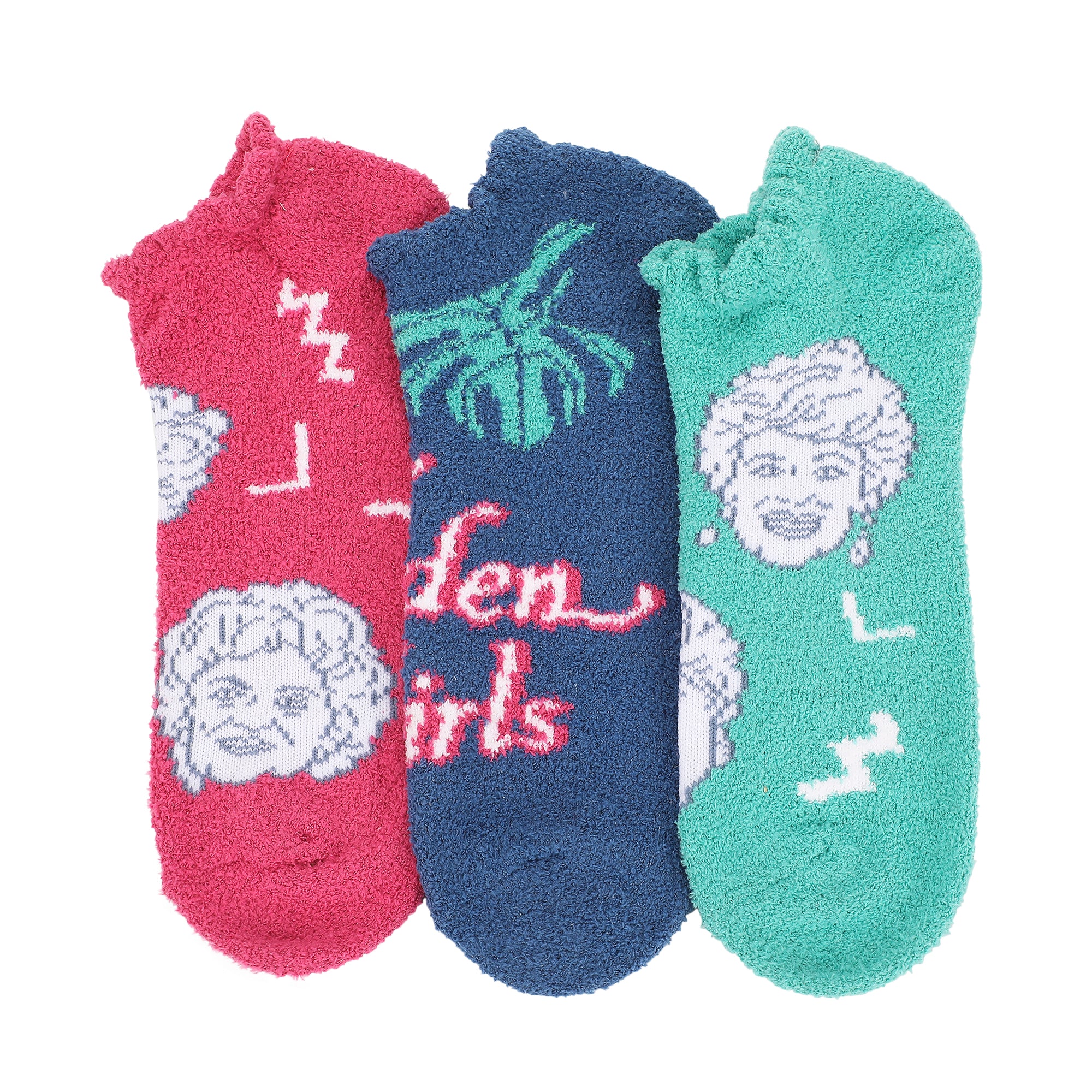 Golden Girls Chenille and Scallops Womens Cozy Ankle Socks 3 Packs