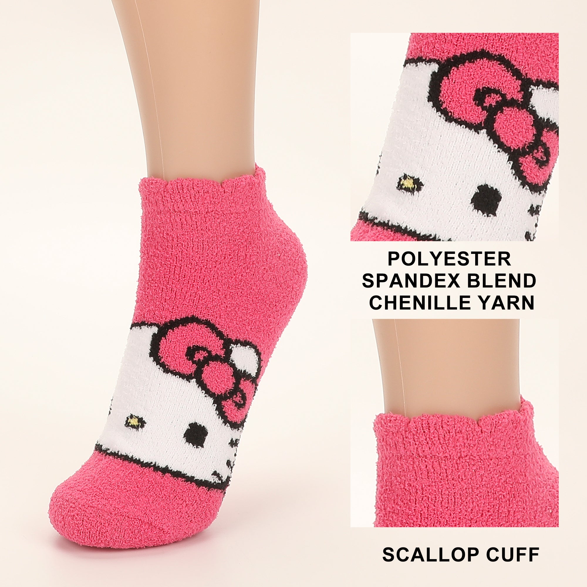 Hello Kitty My Melody Hello Kitty My Melody And Cinnamoroll Womens Cozy Ankle Socks 3 Pack