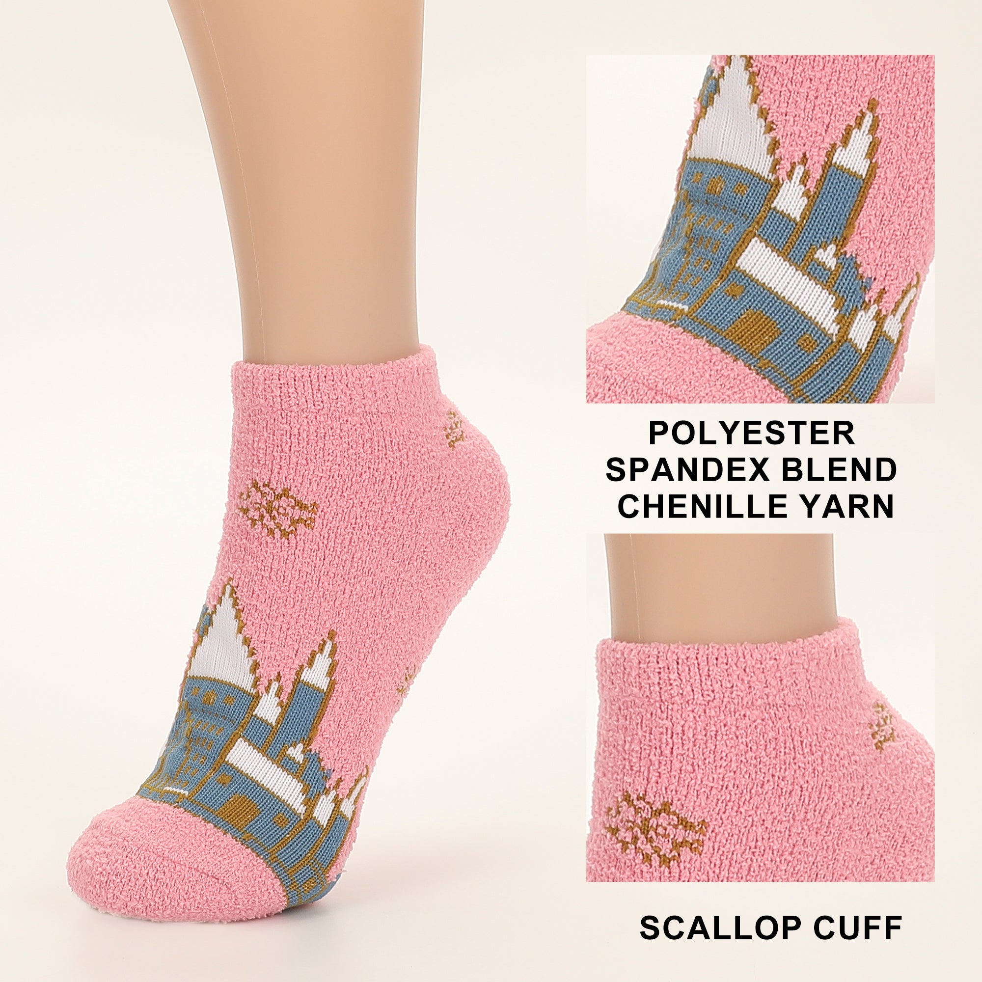 Harry Potter Hogwarts Castle And Hedwig Womens Cozy Ankle Socks 3 Pack