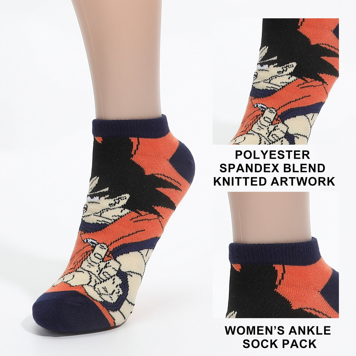Dragon Ball Z Character Ankle Socks 5 Pack For Women