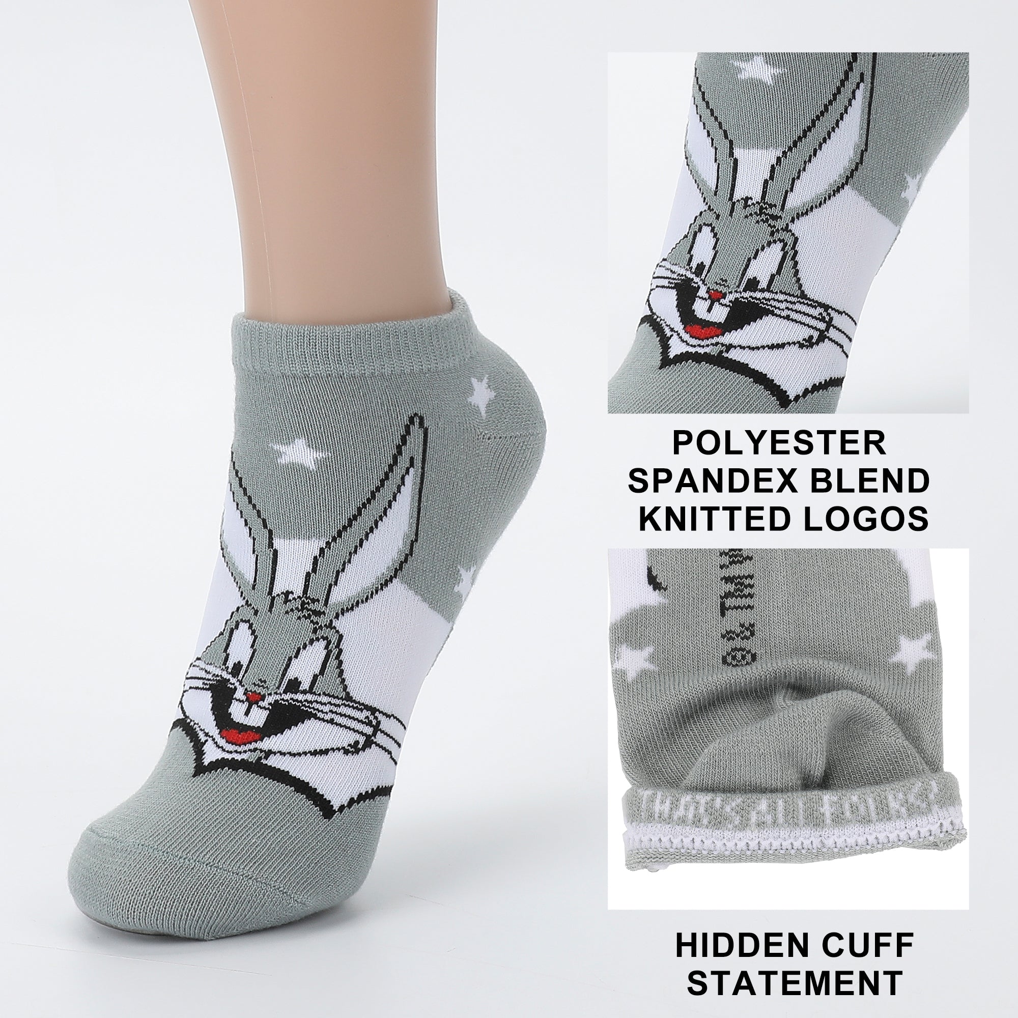 Looney Tunes Bugs Bunny and Character Women's 5-Pack Ankle Socks