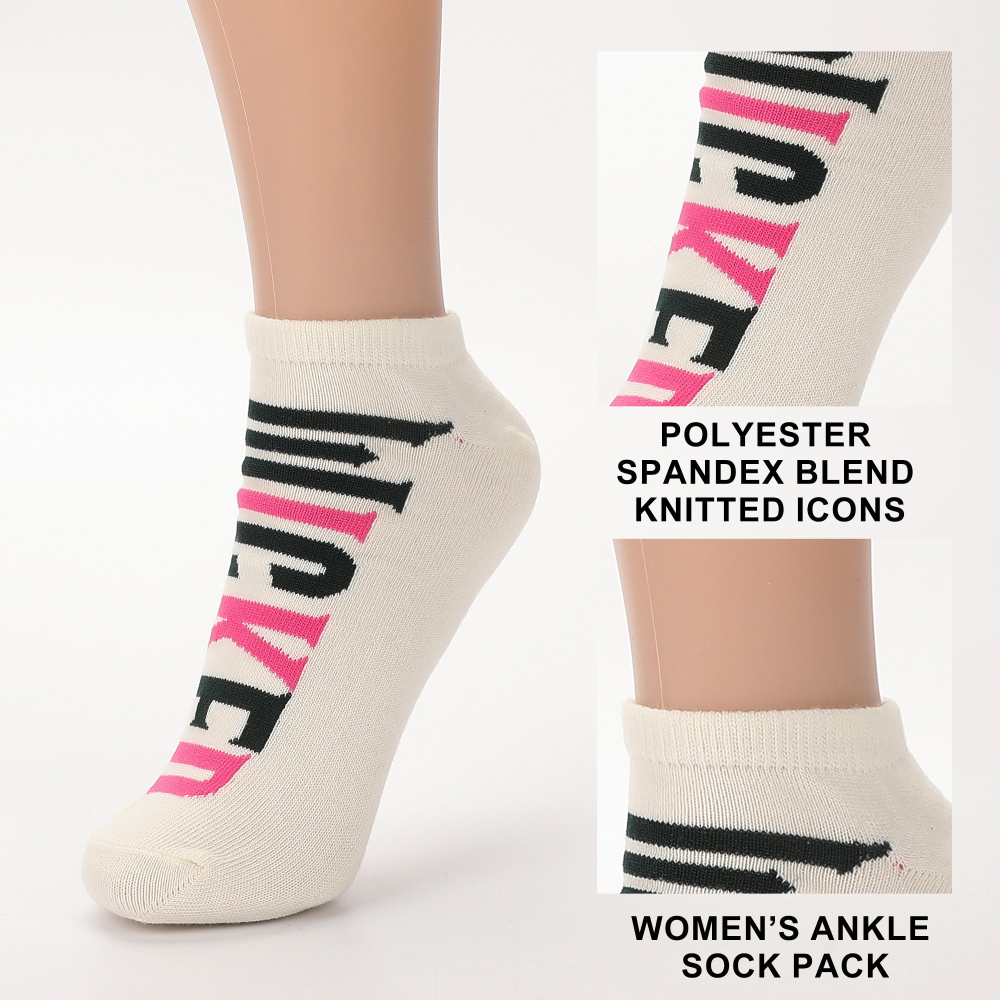 Wicked Part 2 Text Logo Women’s 5-Pair Pack Ankle Socks