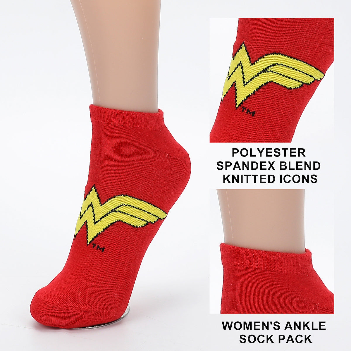 Wonder Woman Logo Women's 5-Pair Pack Ankle Socks