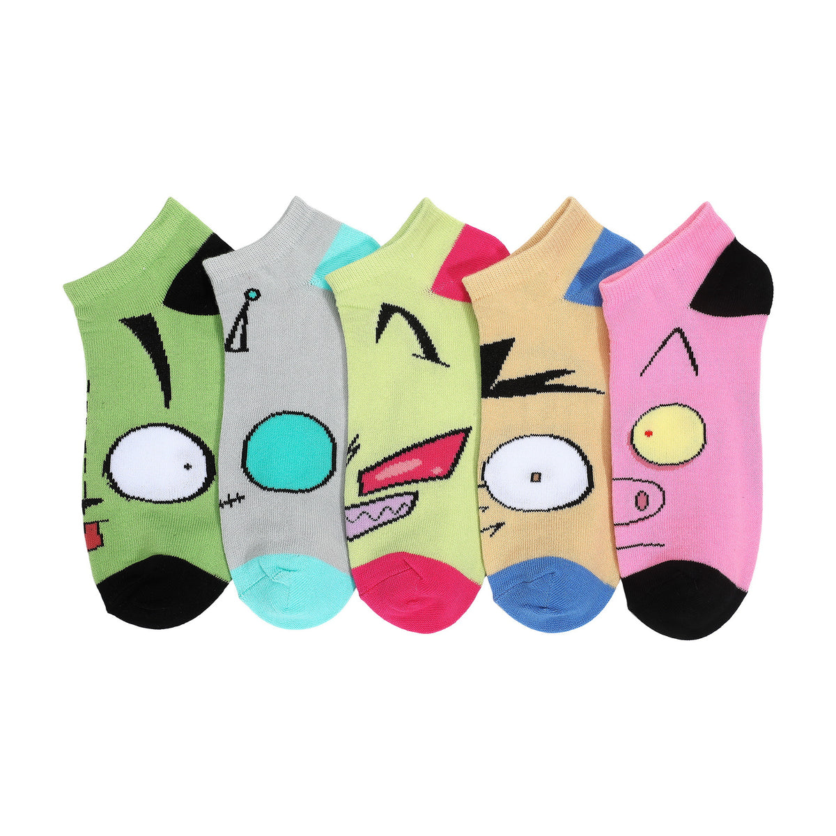 Invader Zim Character Art Face Ankle Socks 5 Pack for Women