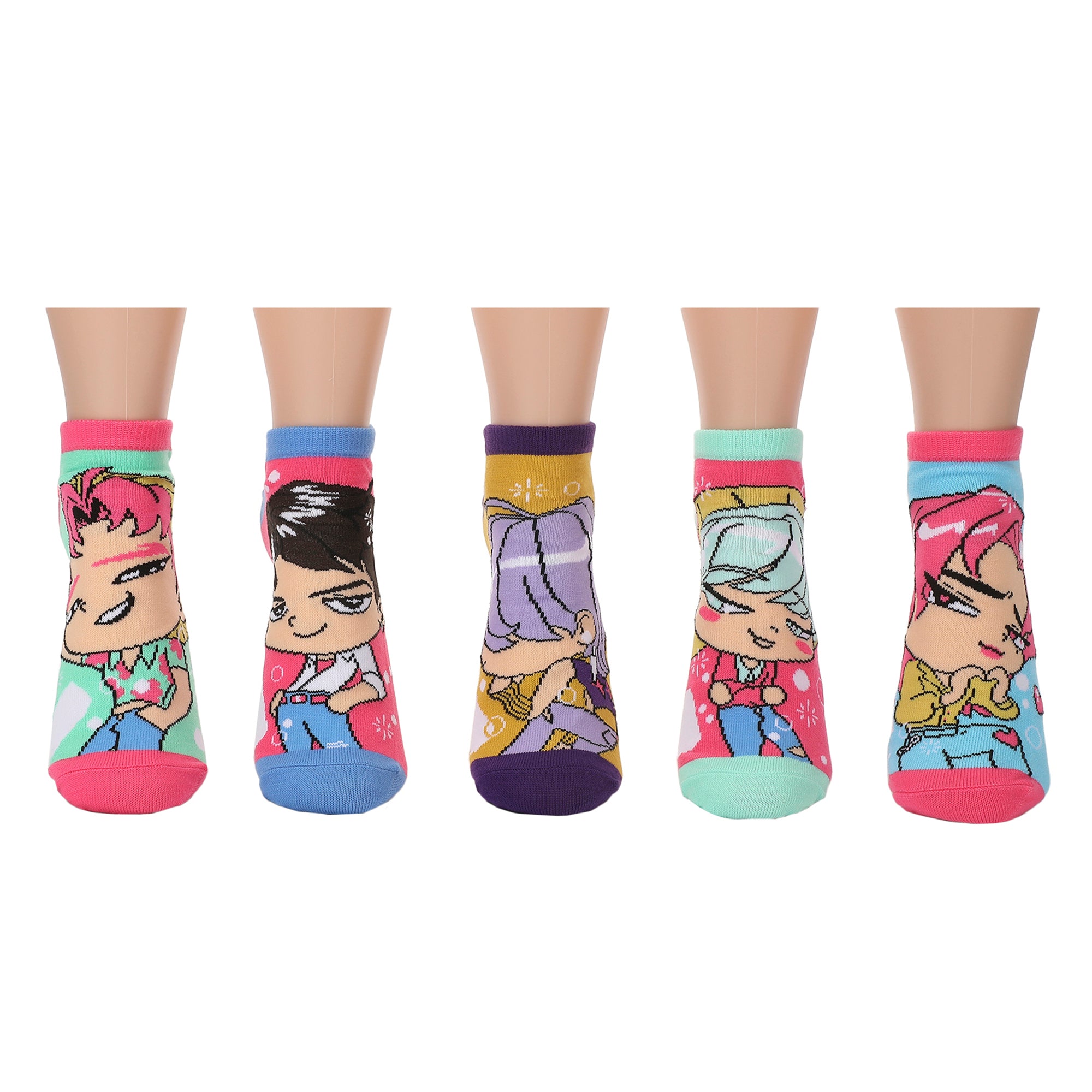 KPop Demon Hunters Saja Boys 5-Pair Pack Ankle Socks