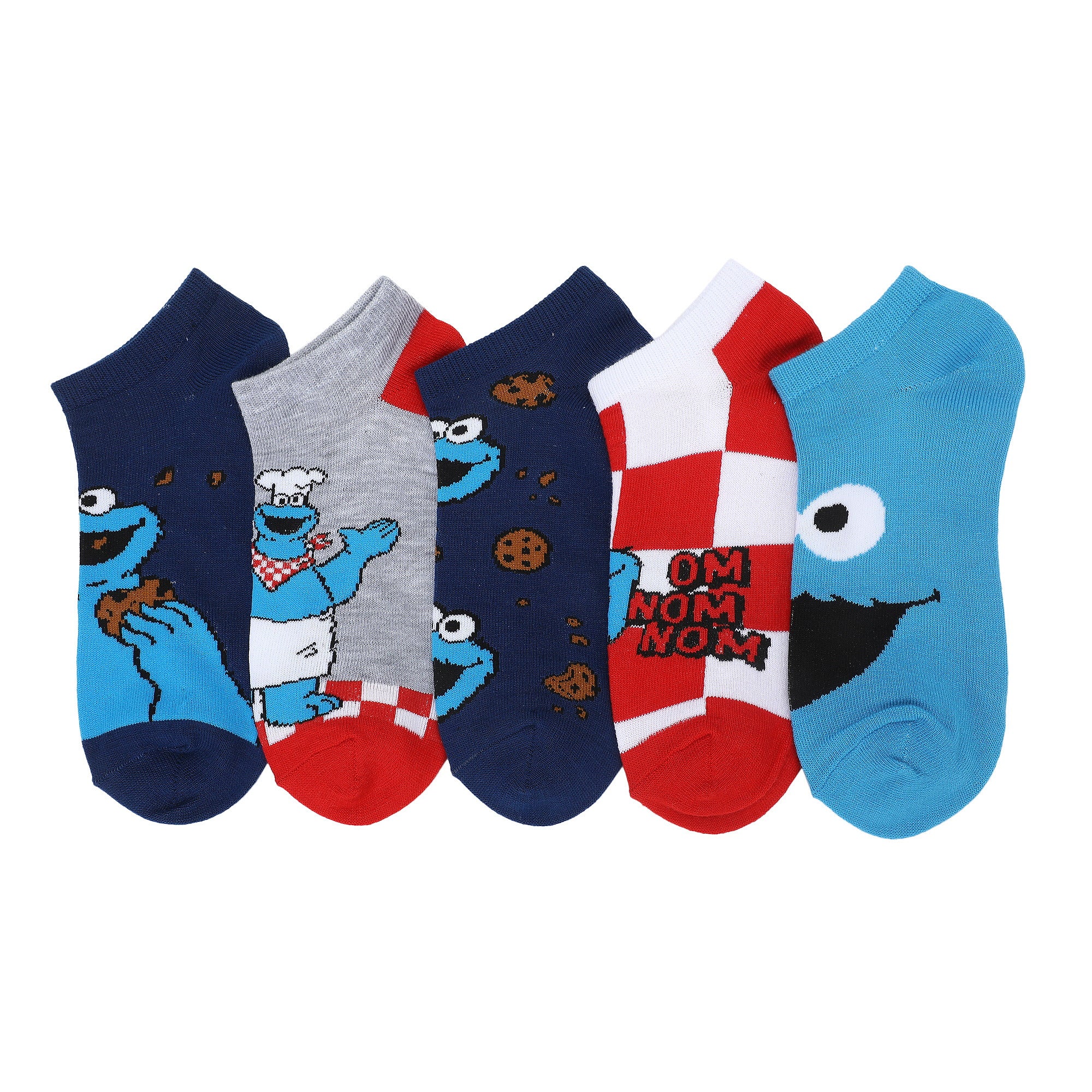 Sesame Street Chef Cookie Monster Women’s 5-Pair Pack Ankle Socks