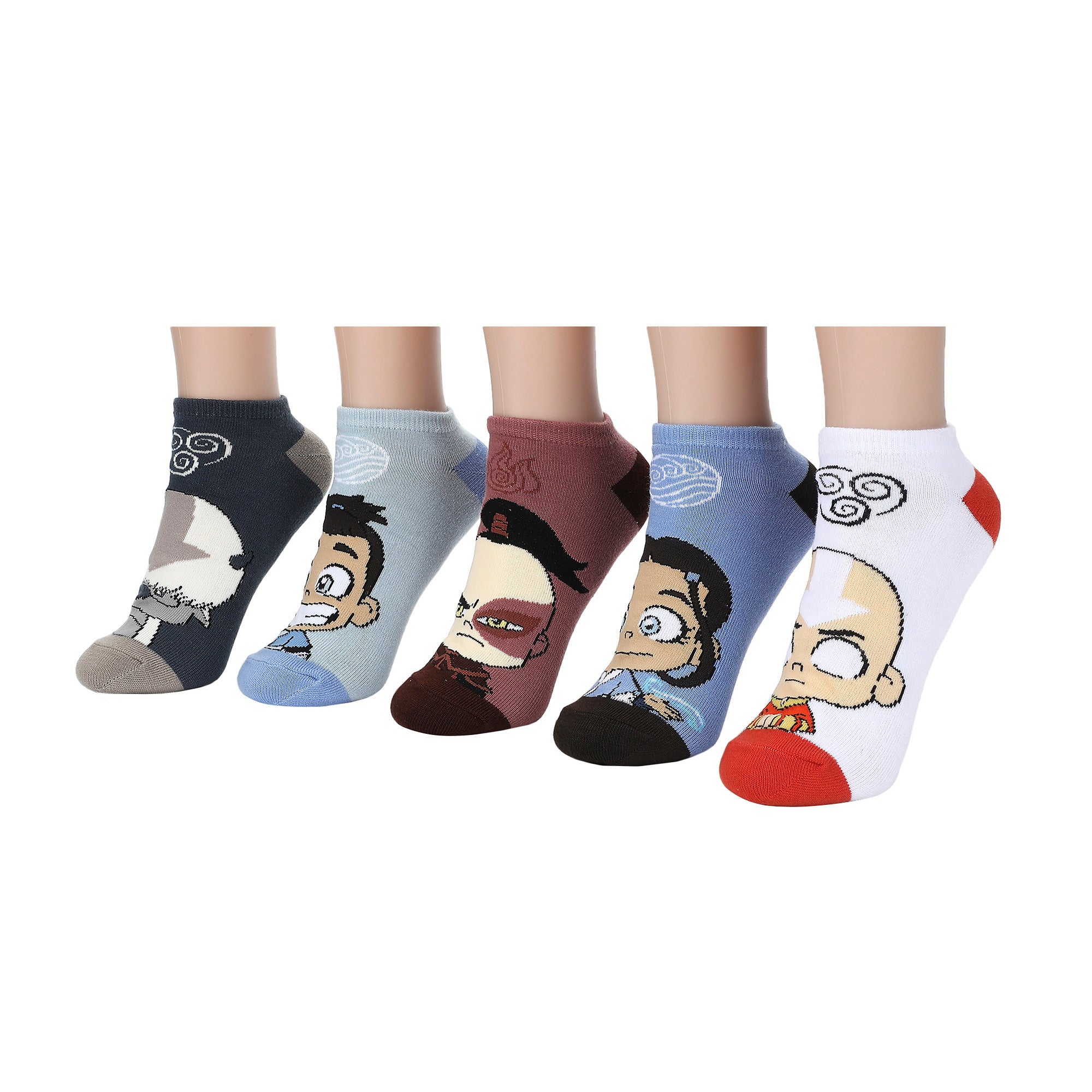 Avatar: The Last Airbender Characters & Four Nations Symbols Women’s 5-Pair Pack Ankle Socks