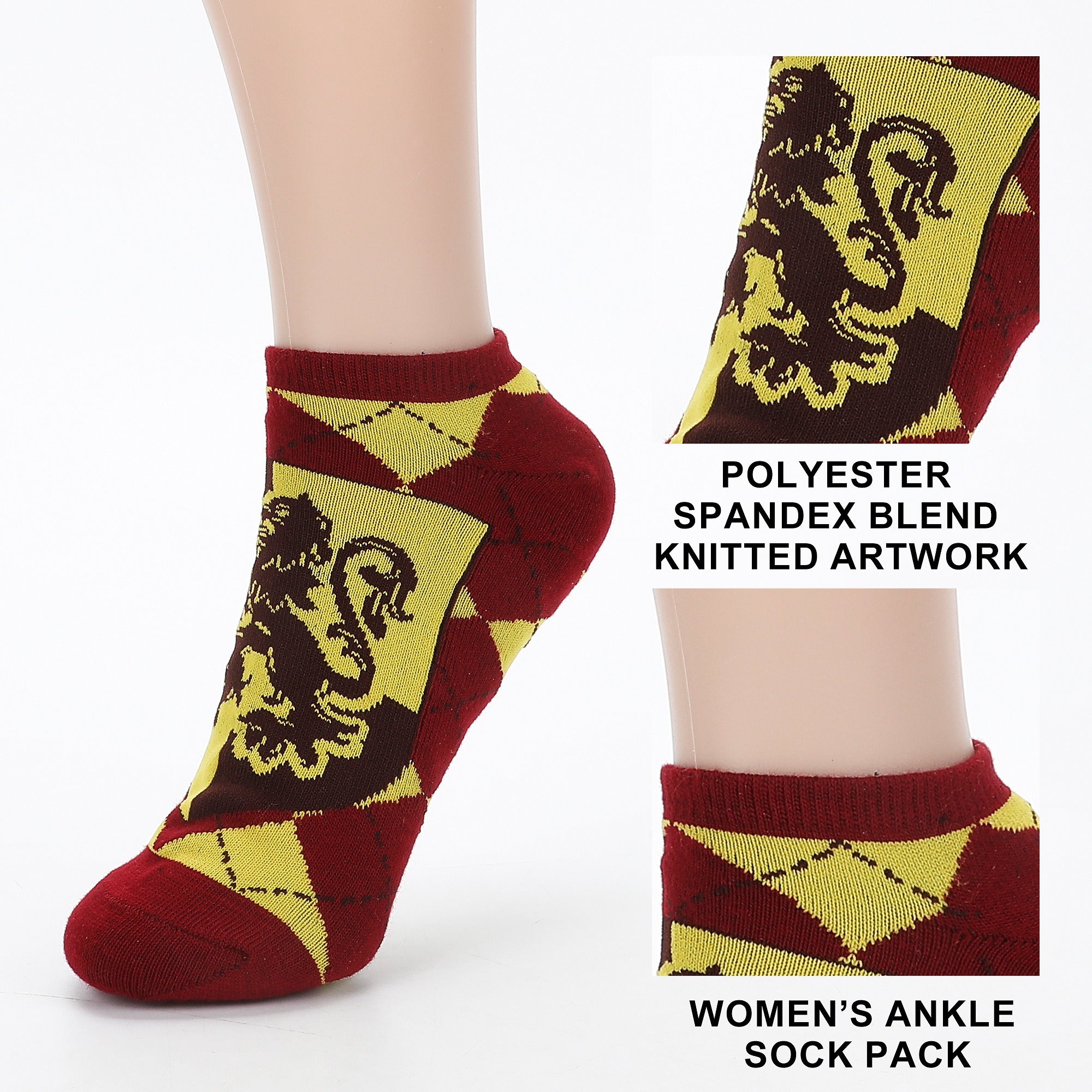 Harry Potter Gryffindor Lions Women’s 5-Pair Pack Ankle Socks