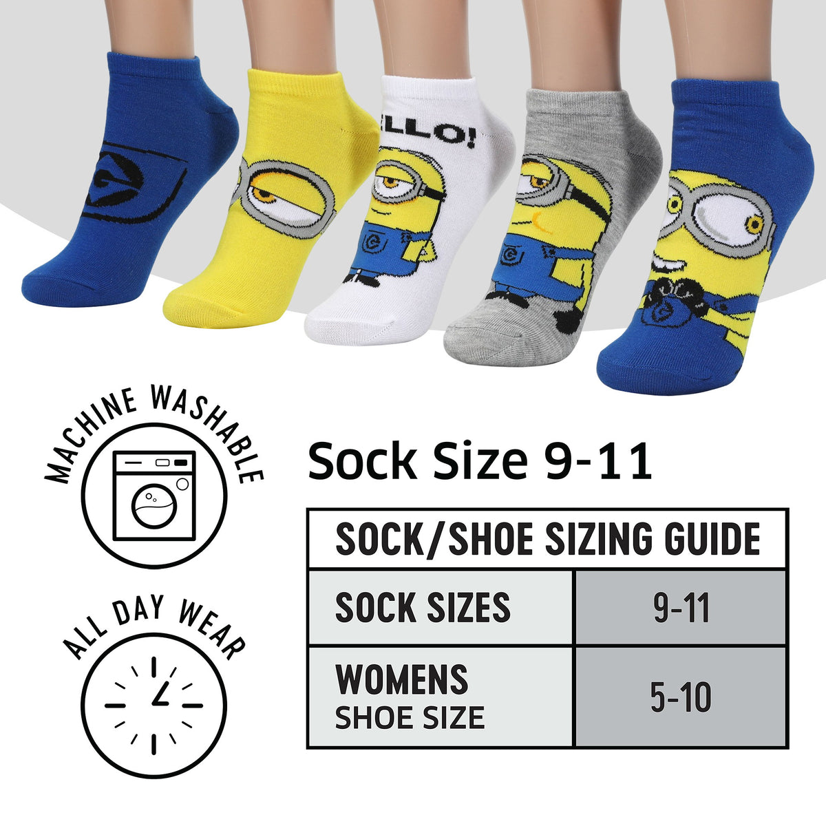 Minions Multi Character Ankle Sock for Adult Women Fandom Wear