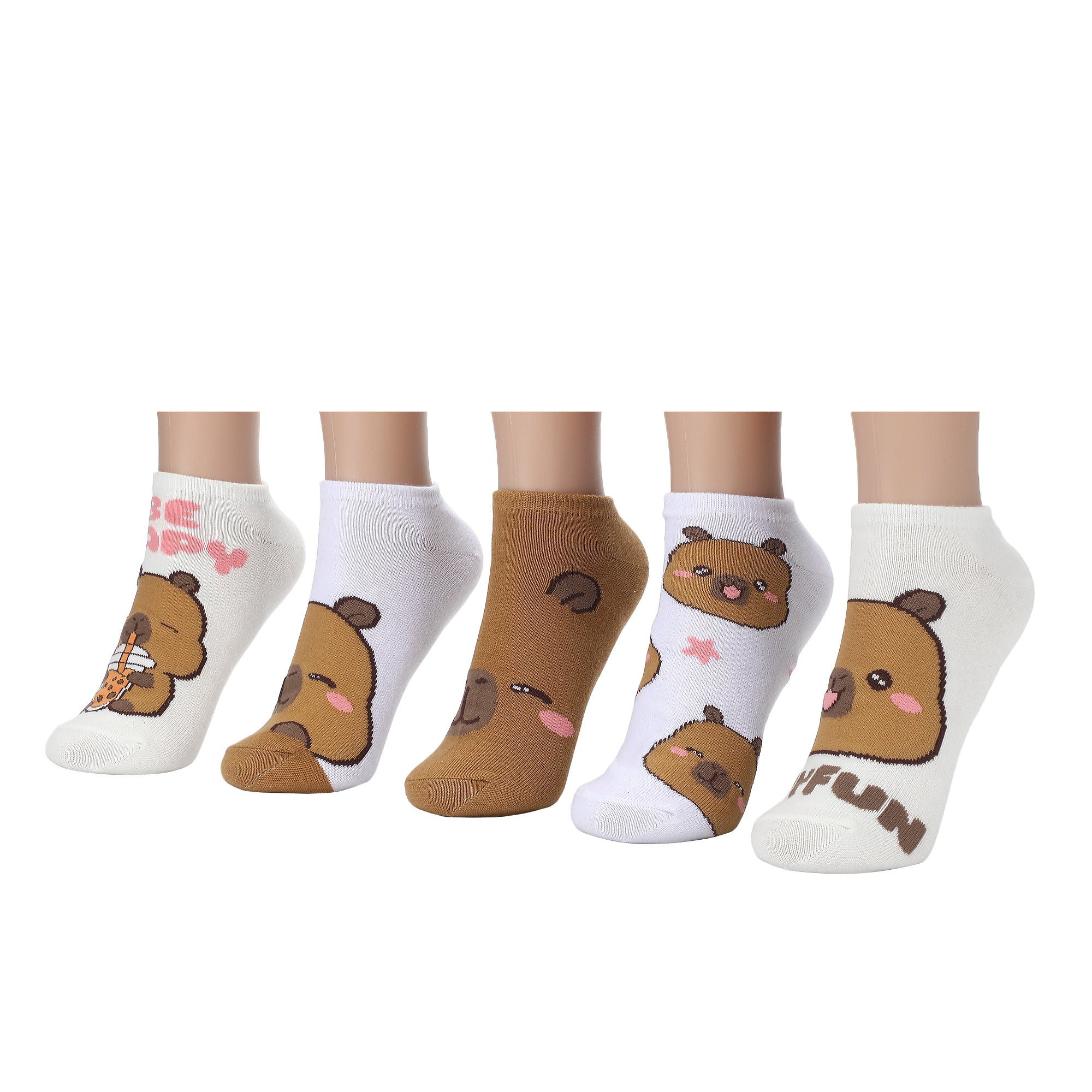 Capyfun Cute Characters Ankle Socks 5 Pack for Women