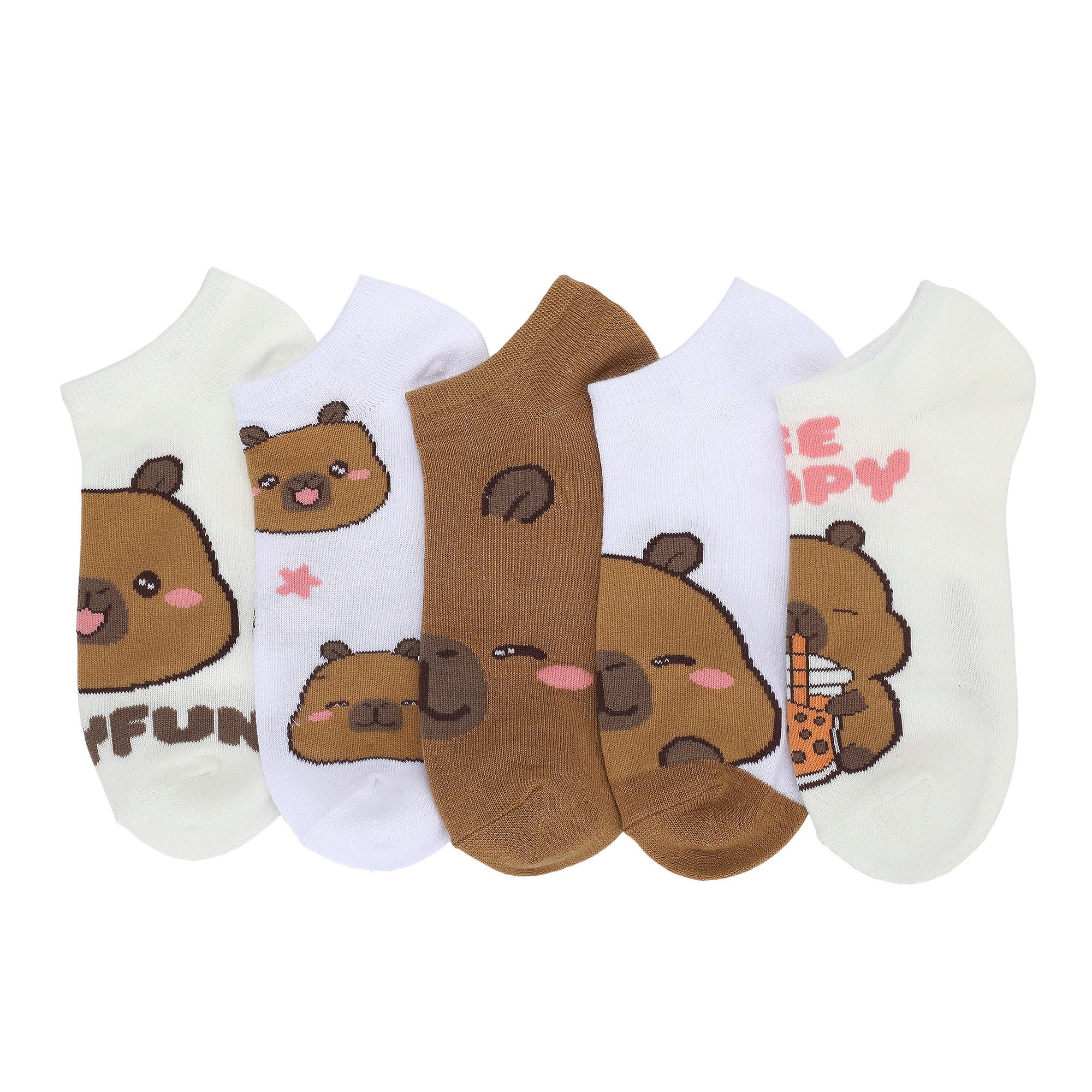 Capyfun Cute Characters Ankle Socks 5 Pack for Women