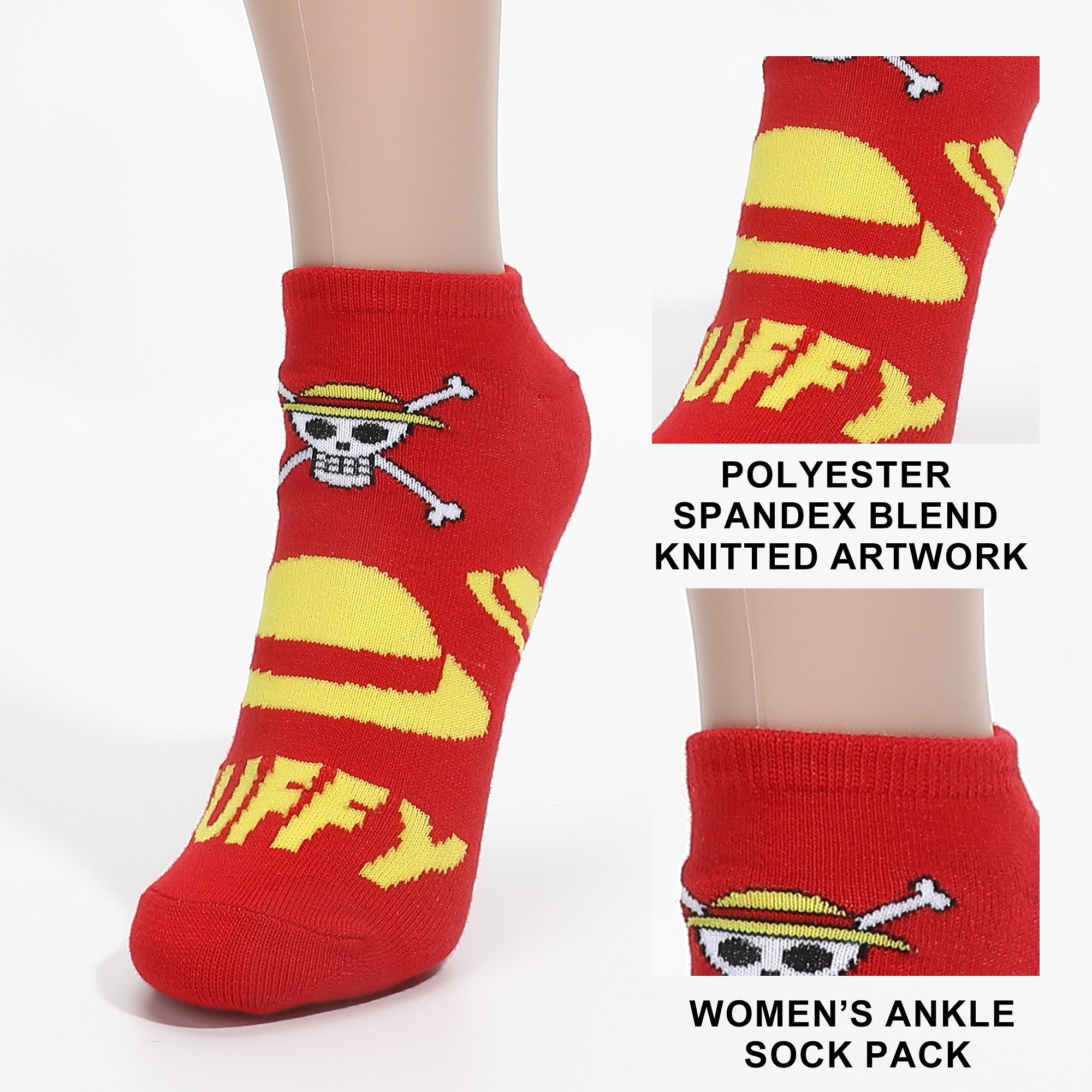 One Piece Logo And Icons Ankle Socks 5 Pack For Women