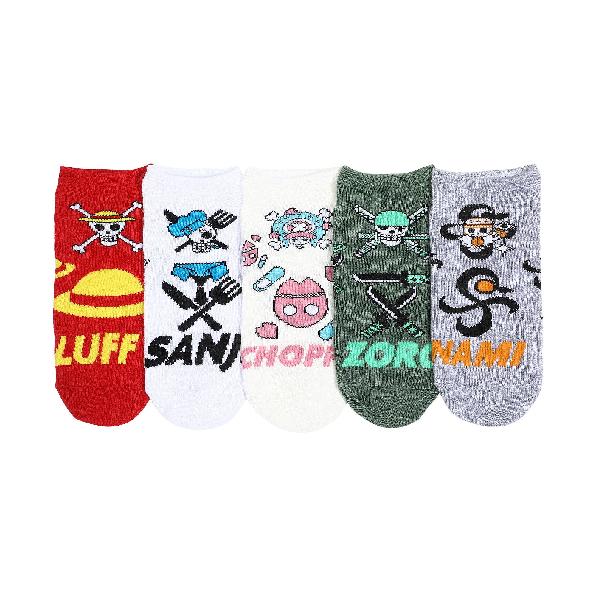 One Piece Logo And Icons Ankle Socks 5 Pack For Women