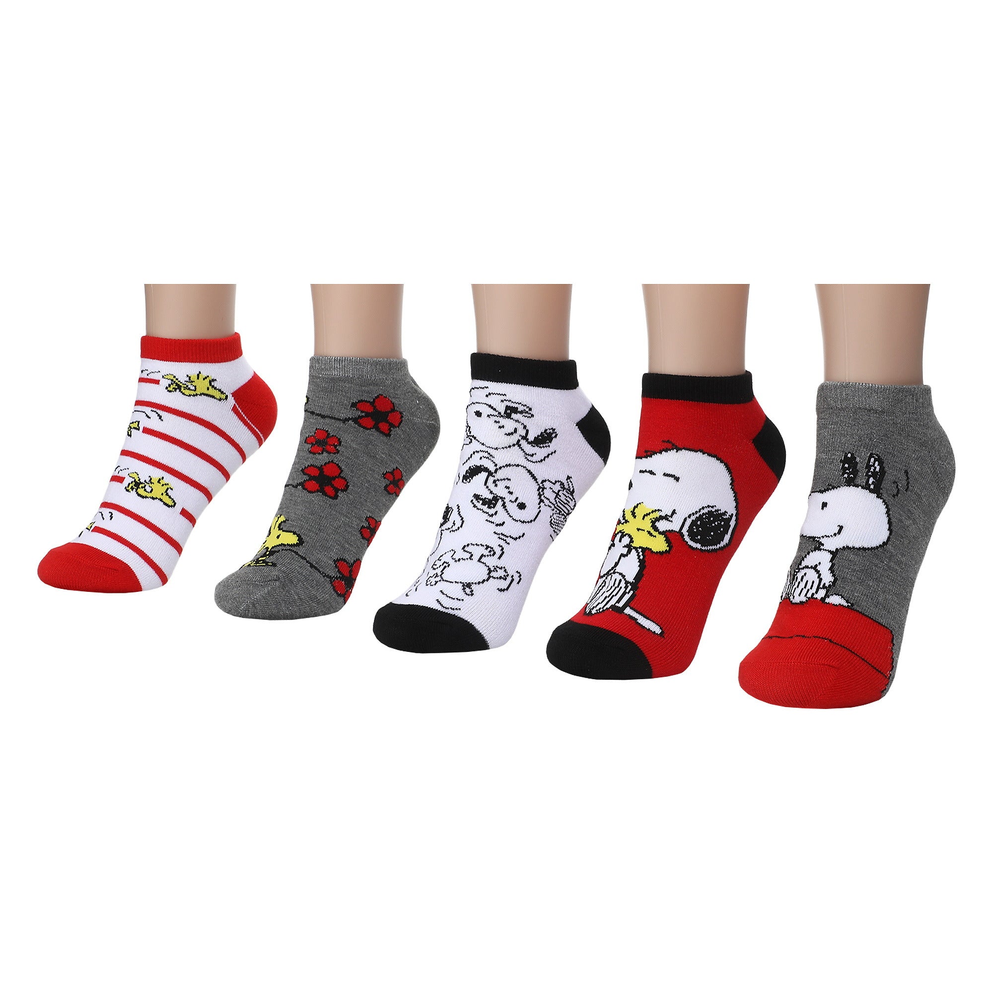 Peanuts Snoopy and Woodstock Ankle Sock 5 Pack for Women