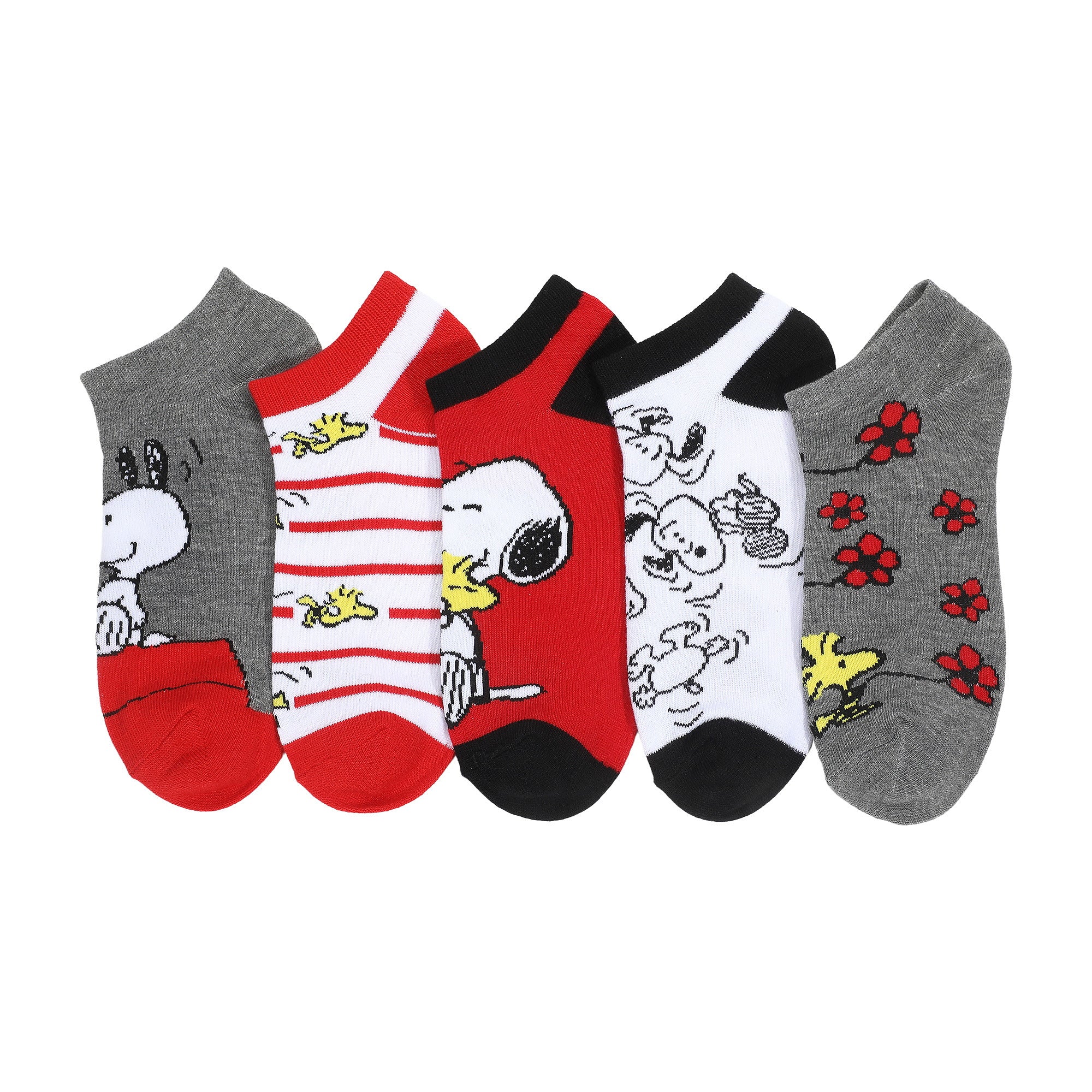 Peanuts Snoopy and Woodstock Ankle Sock 5 Pack for Women