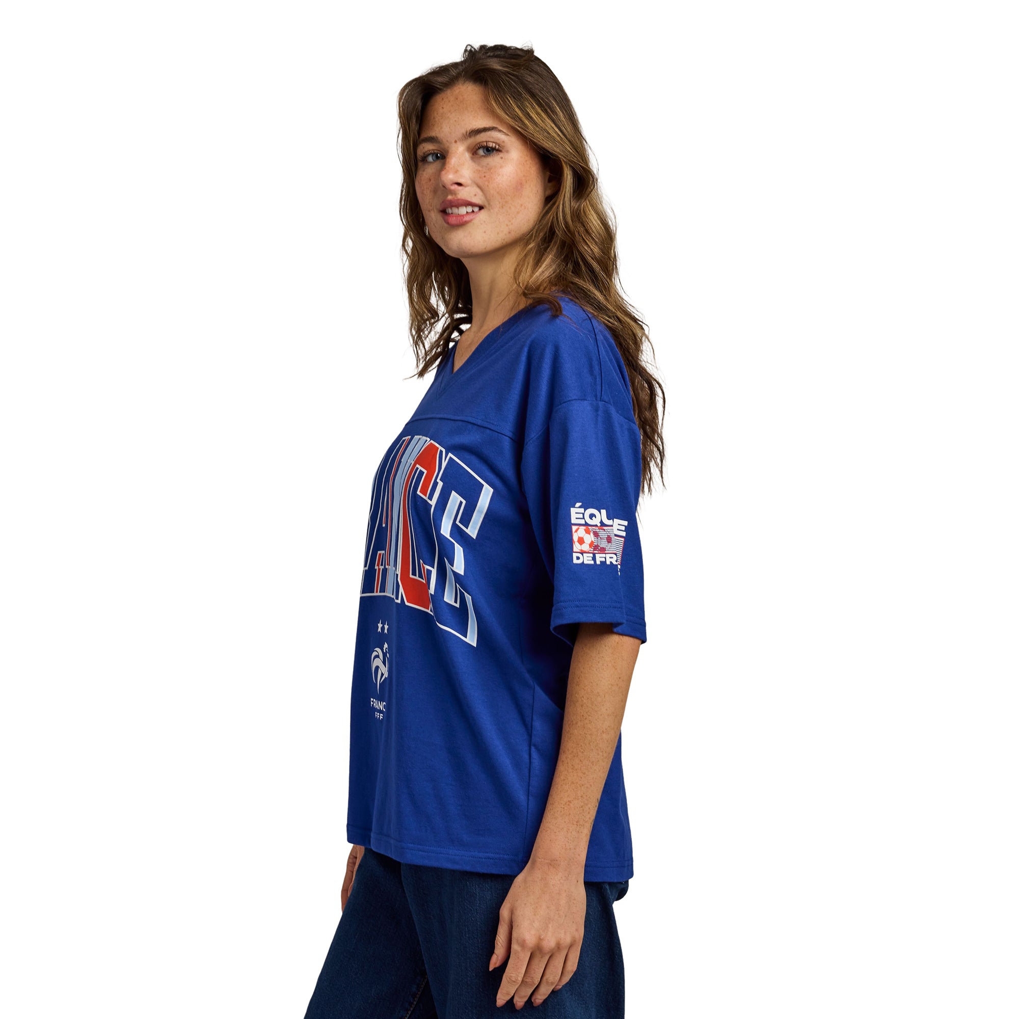 France Soccer Federation France Logo Women’s Blue Crew Neck Short Sleeve T-shirt