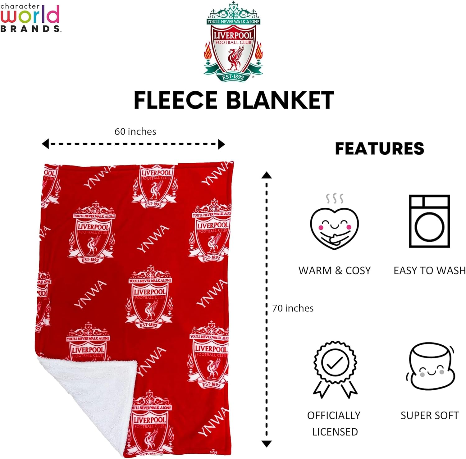 Liverpool FC YNWA Official Red Throw Blanket