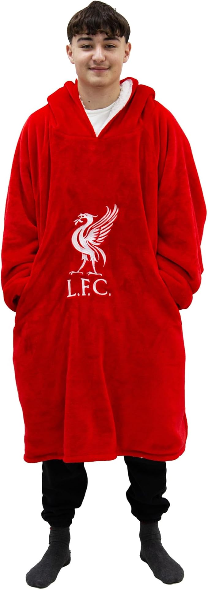 Liverpool FC LFC Redout Adult Red Long Sleeve Wearable Hooded Blanket