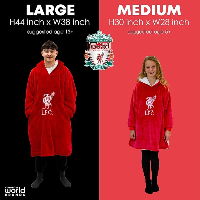Liverpool FC LFC Redout Adult Red Long Sleeve Wearable Hooded Blanket