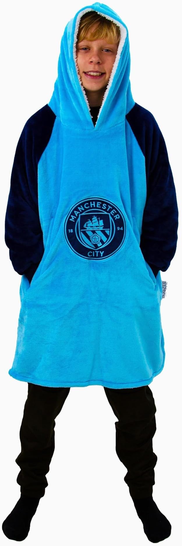 Manchester City FC Hugzee Oversized Wearable Hoodie Blanket (30 Inches)