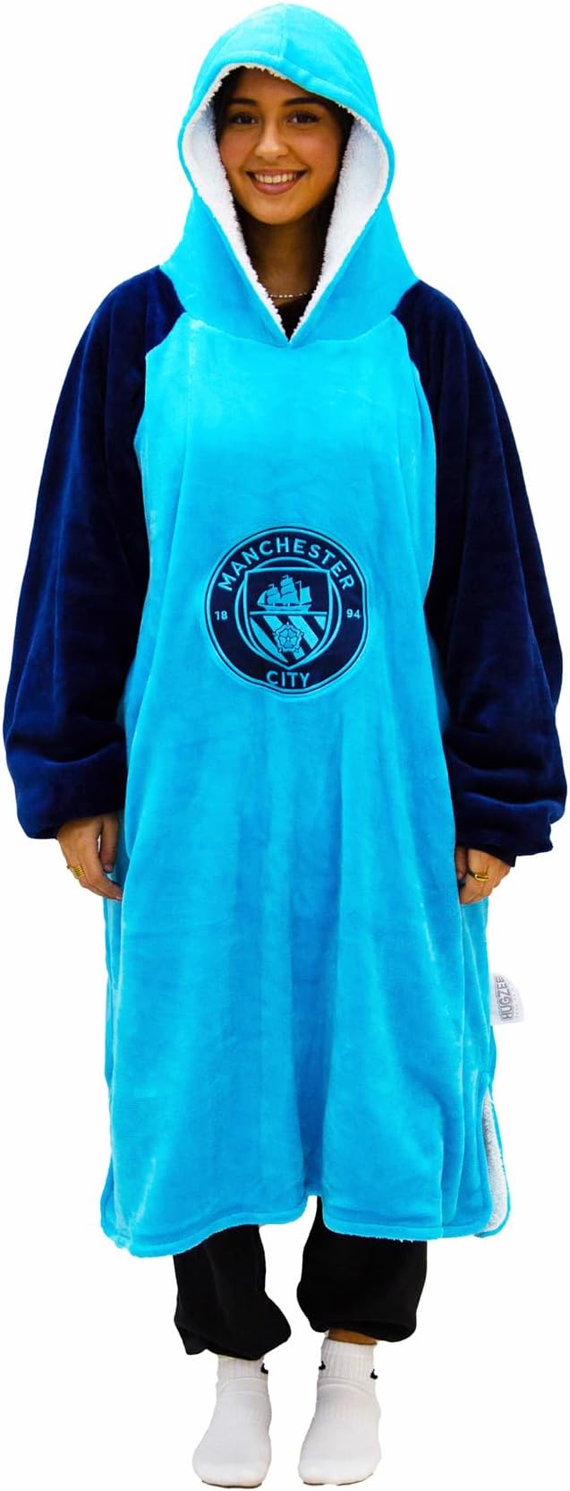Manchester City FC Hugzee Oversized Wearable Hoodie Blanket (44 Inches)