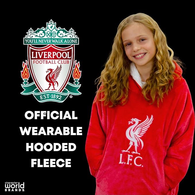 Liverpool FC LFC Redout Adult Red Long Sleeve Wearable Hooded Blanket