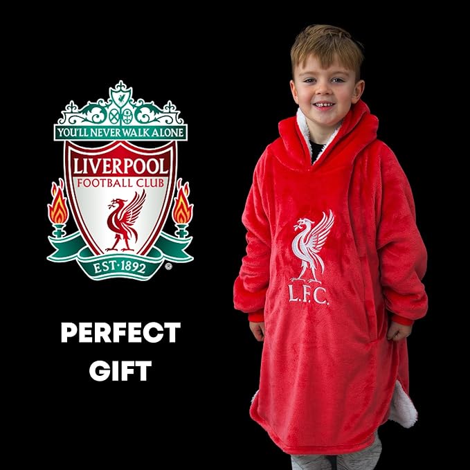 Liverpool FC LFC Redout Adult Red Long Sleeve Wearable Hooded Blanket
