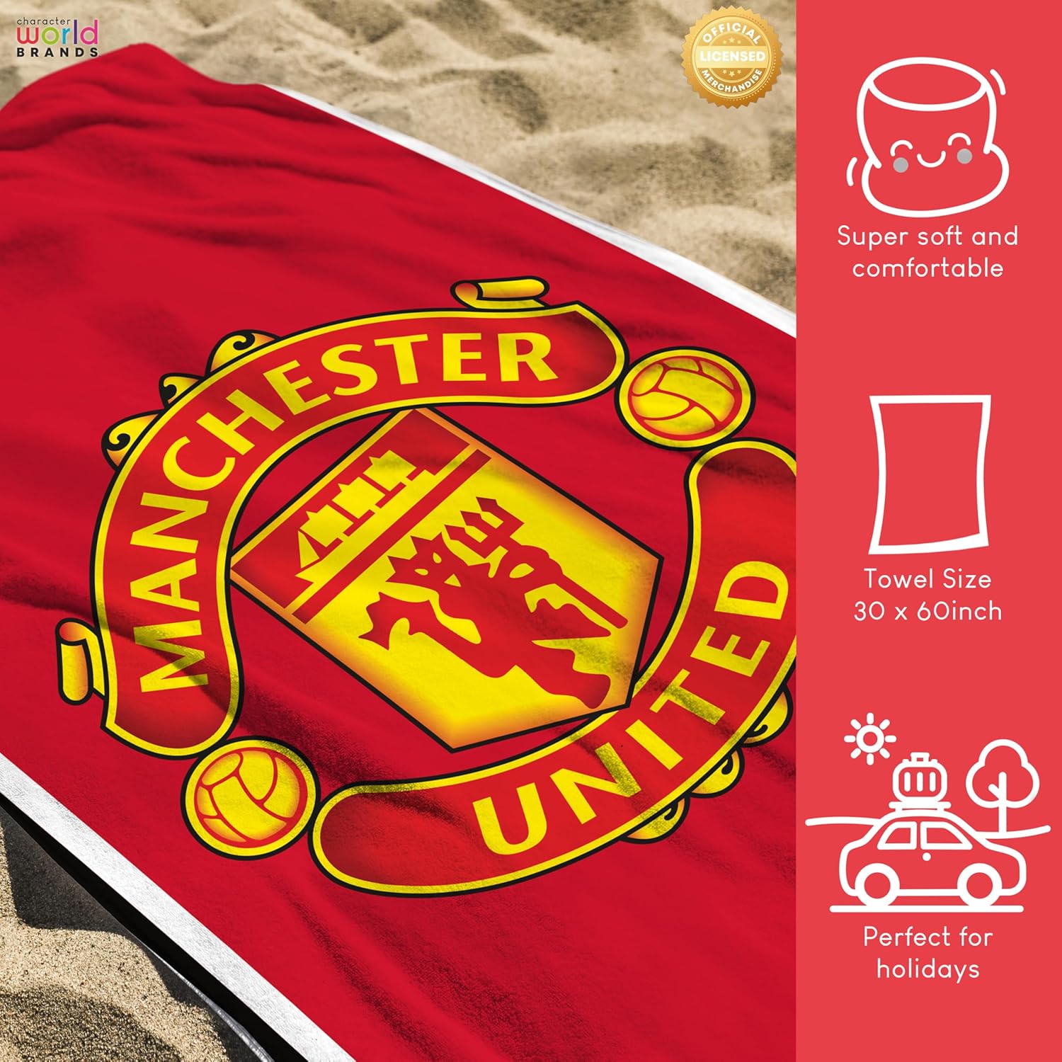 Manchester United FC Official Soccer Club Design Towel (30 x 60 Inches)